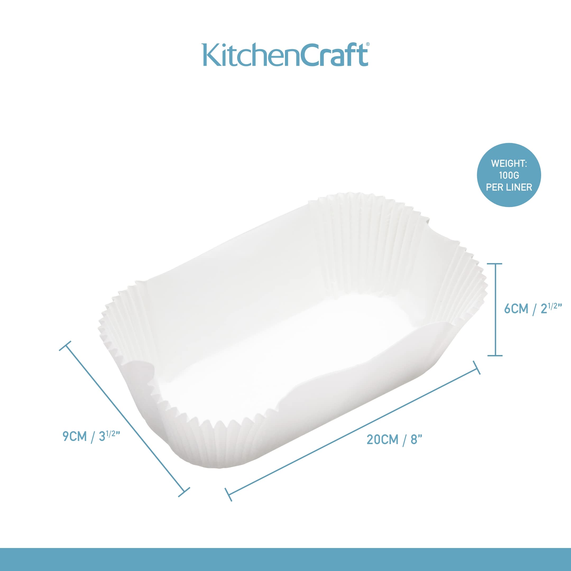 KitchenCraft Loaf Tin Liners  Non Stick  Cake and Bread Tin  20 x 9 cm  Pack of 40 Liners