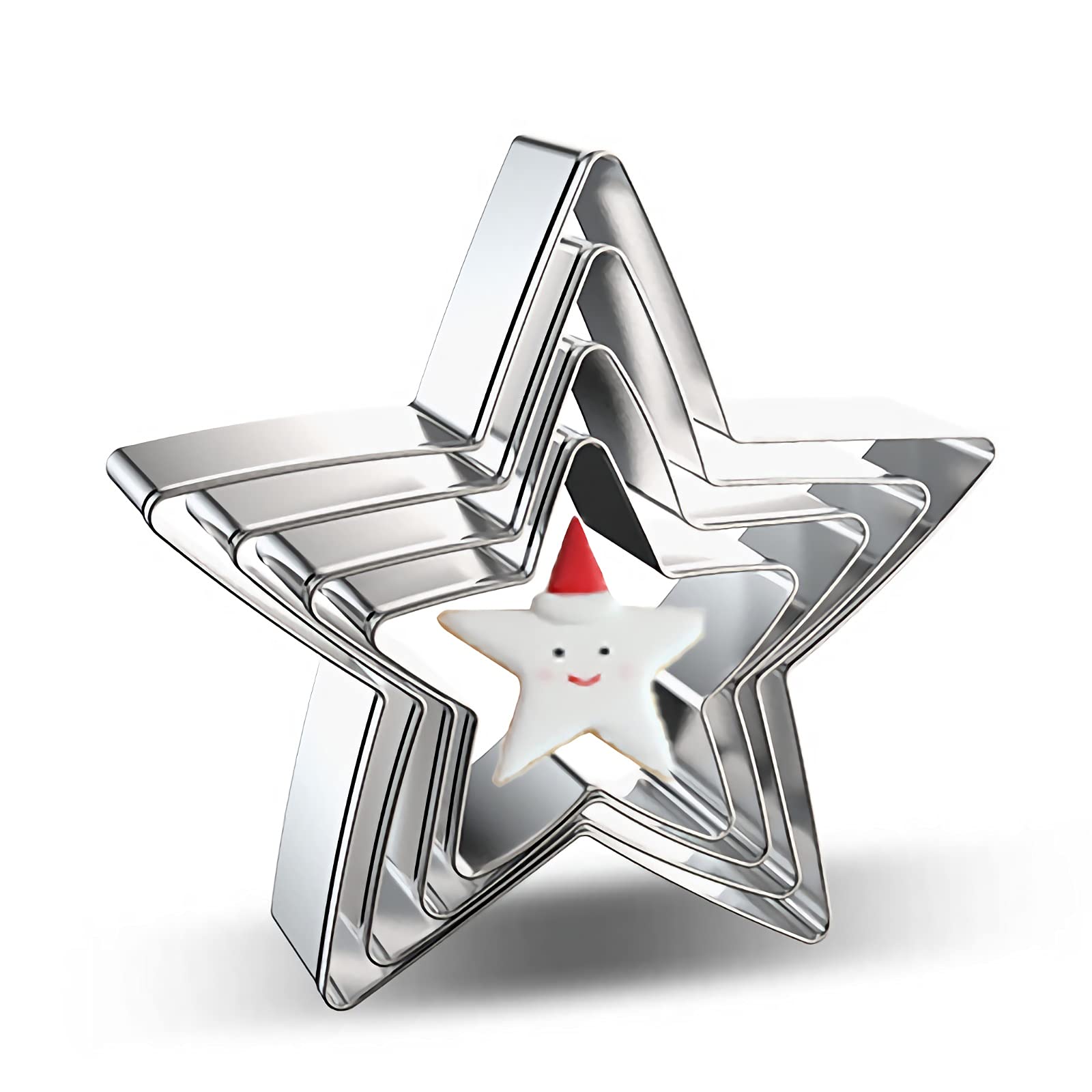 Star Cookie Cutter Set - 4 Pieces Star Shaped Pentagram Biscuit Molds Fondant Cake Cookie Cutters Biscuit Mold For Diy Chirstmas