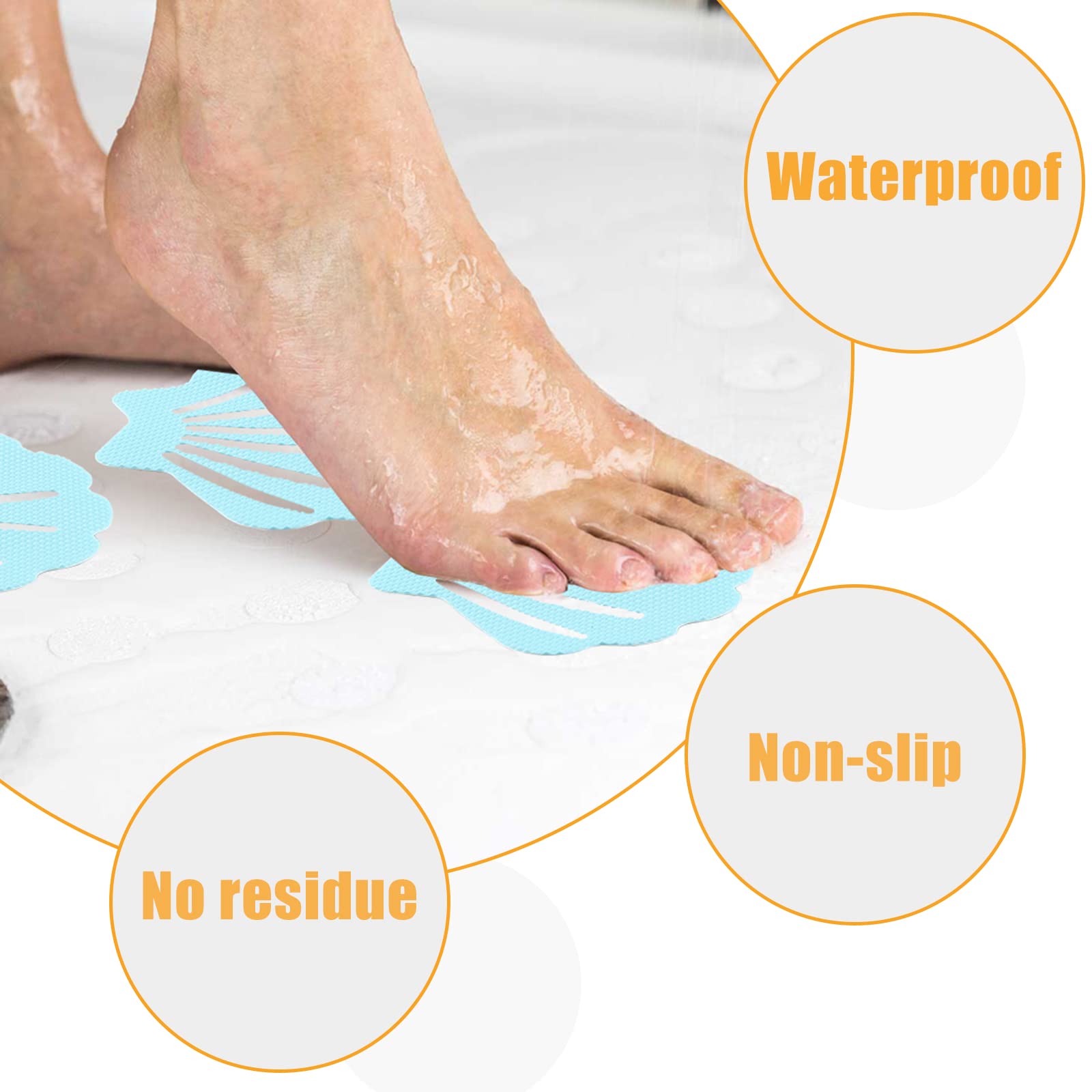 Coufce Bathtub Stickers Non Slip, Shell Shaped Tubs Safety Shower Treads, Adhesive Sticker For Bathroom Bathtub, Shower Floor,Bl