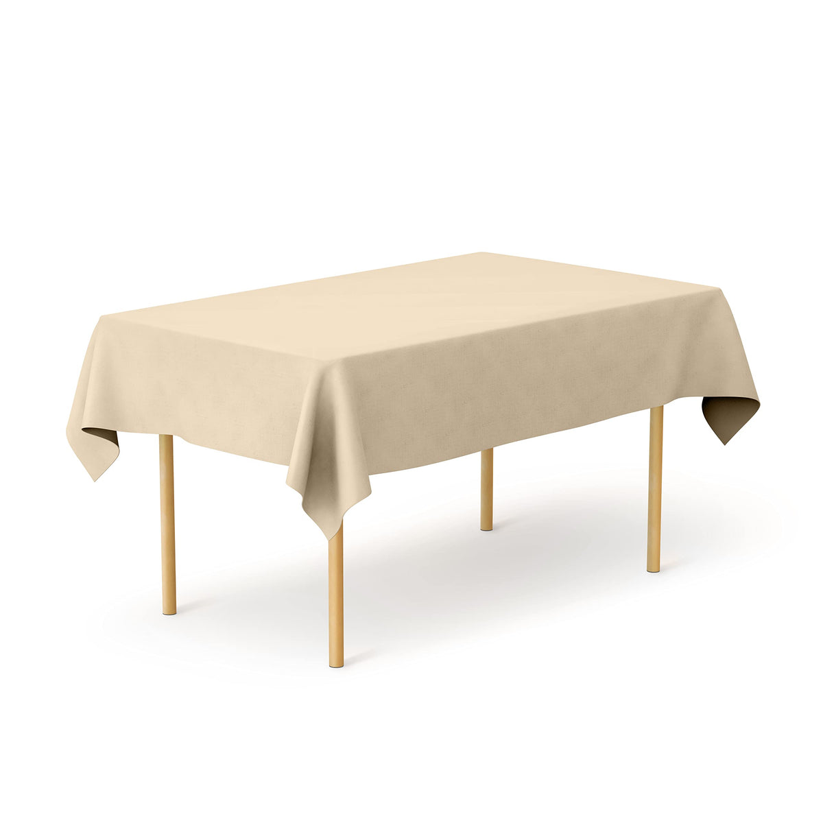 Pomp Beige 60 X 102 Premium Polyester Tablecloth  Wrinkle + Stain Resistant Easy Care Fabric  Fits 6Ft Rectangle Table