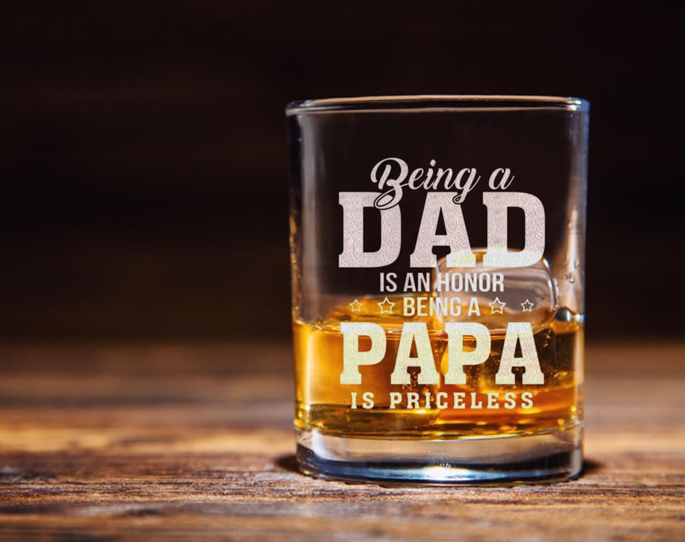 BETHEGIFT Father s Day Gifts for Dad - Papa Gifts for Fathers Day, Birthday, Christmas - Ideas Papa Rock Glass 10.25oz