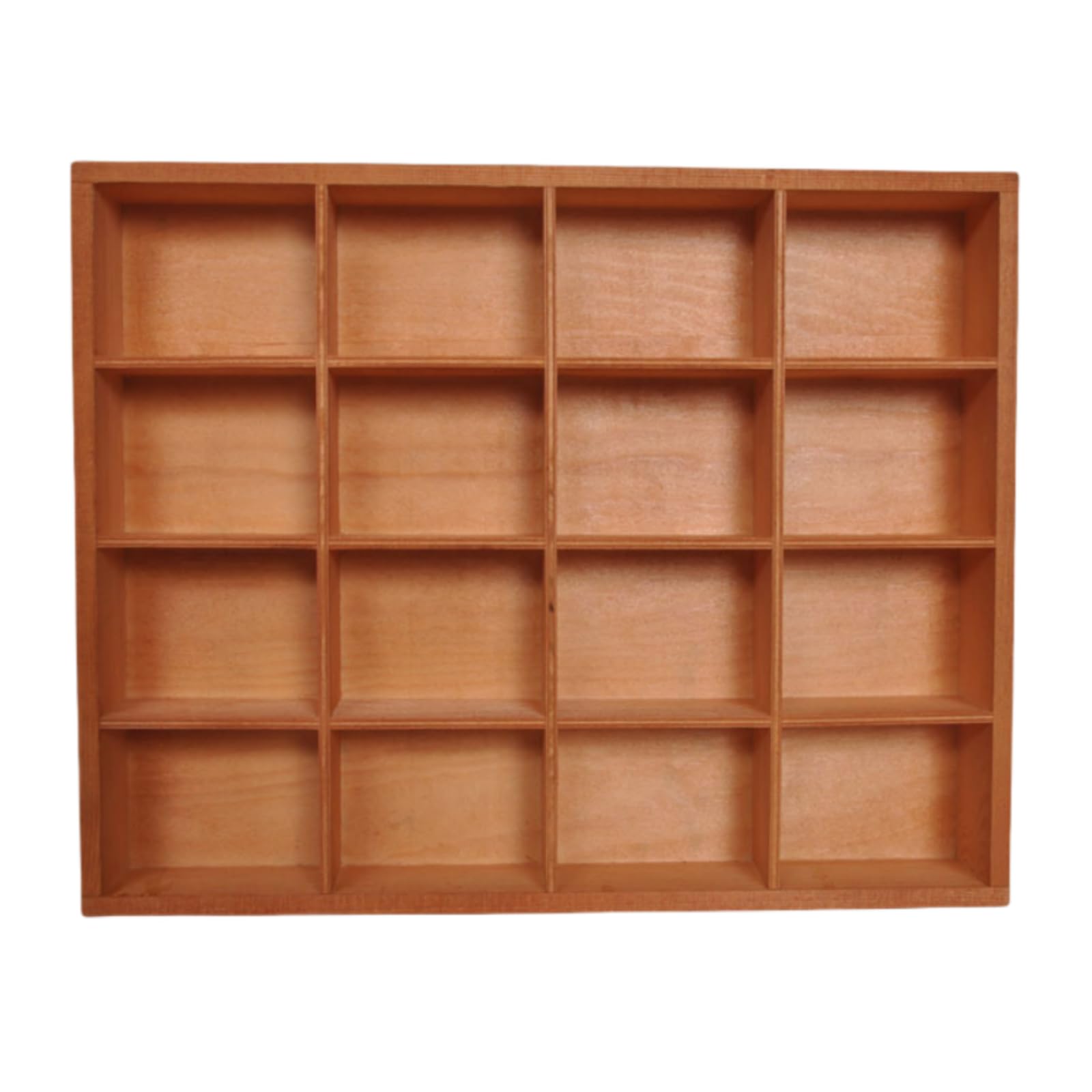 LONG TAO 1 Pcs 13.4  x10.6  x2   Wooden Storage Divider Box Showcase Display Box Organization Tabletop Box with 16 Compartments 