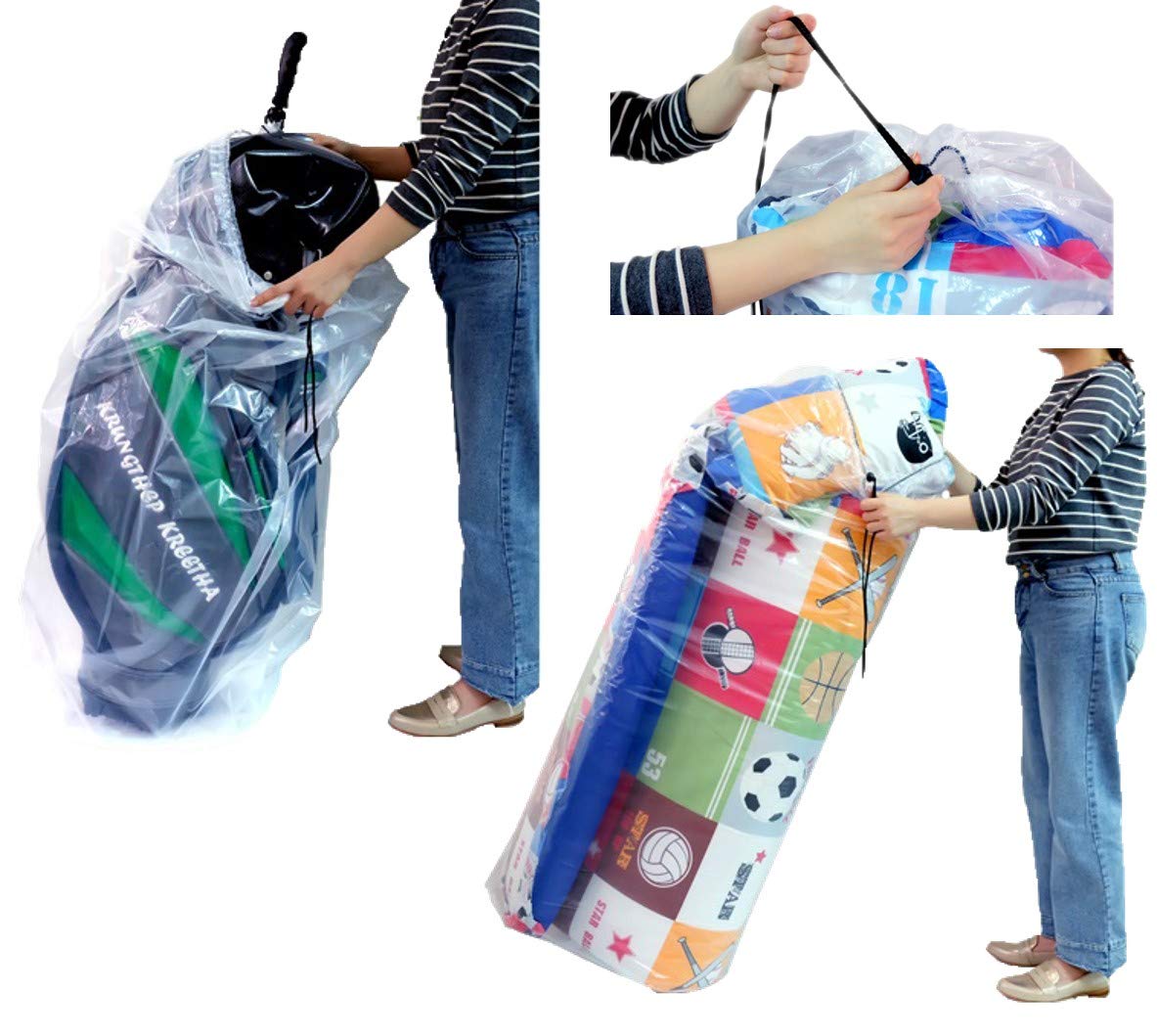 Big Plastic Bags Multi-Purpose Drawstring Bag Set Dust Cover For Keeping Golf'S Bag, Picnic Mattress Good For Household Organizi