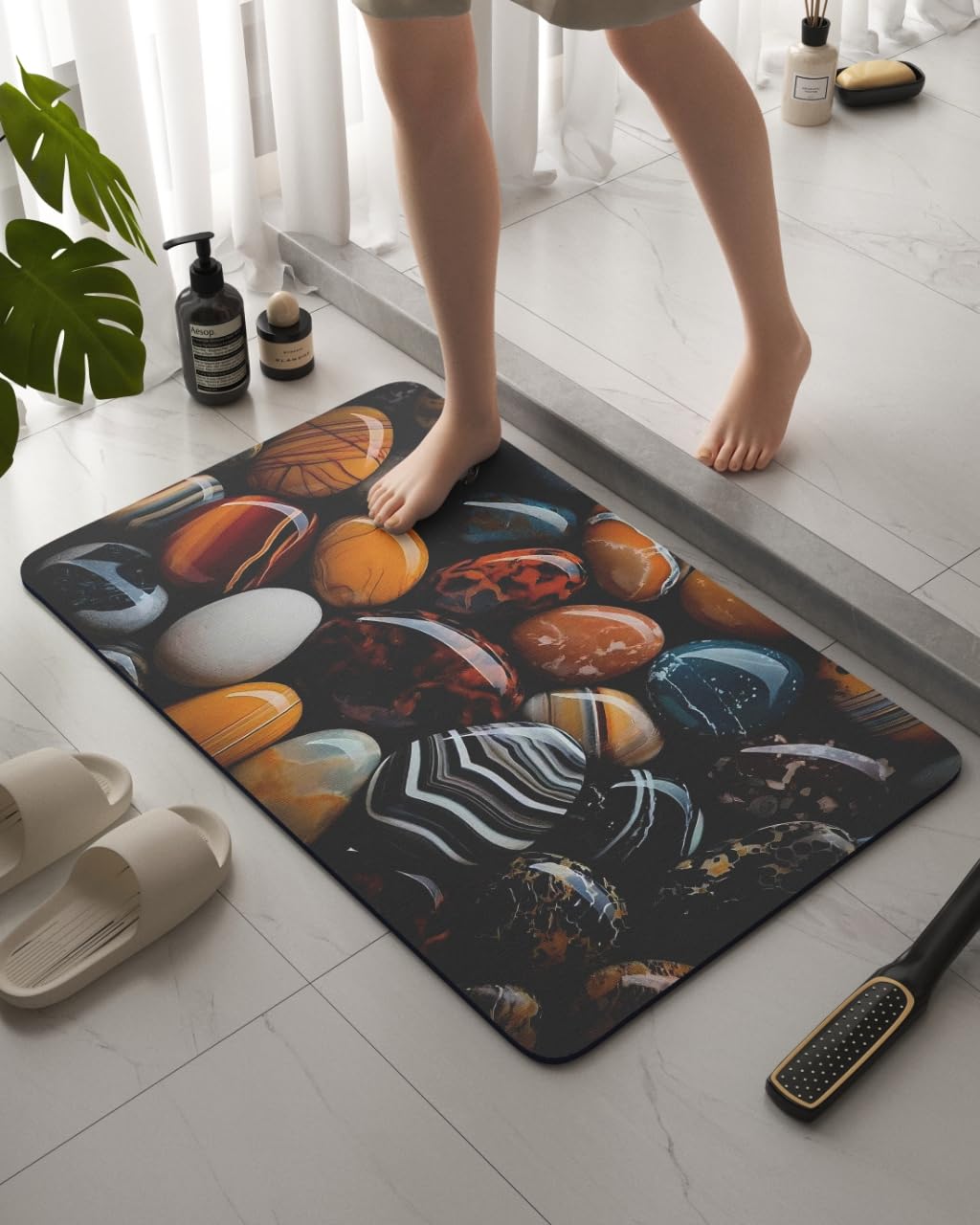 Vhkd Water Absorbent Pvc Rectangular Mats For Bathroom Kitchen Door Mat Anti Slip Skid Bath Mat (Design 12)