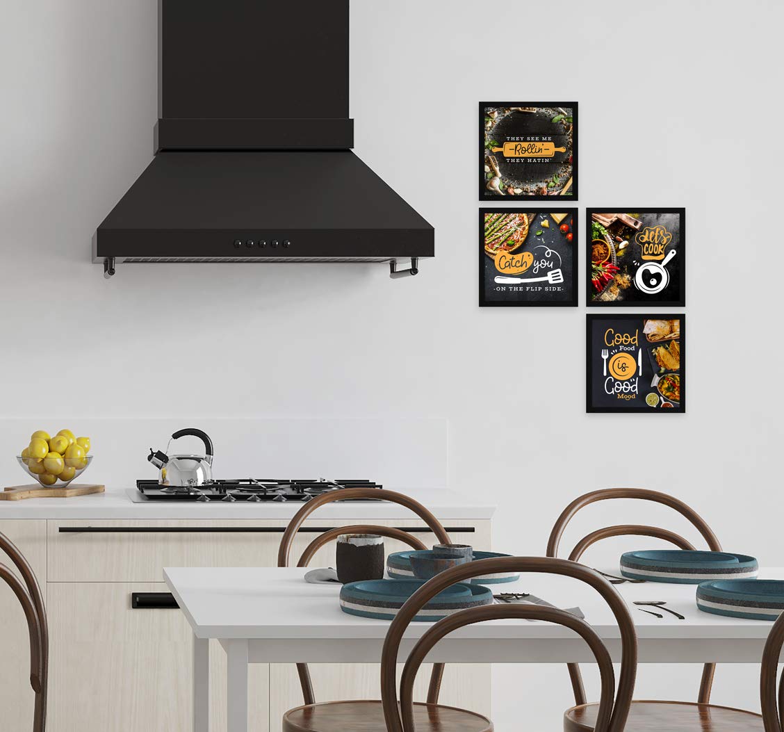 Artx Kitchen Food Quotes Motivational Funny Wall Art Frames, Framed Posters, 20 X 20 Inches, 10.0 X 10.0 Inches Each, Multicolor