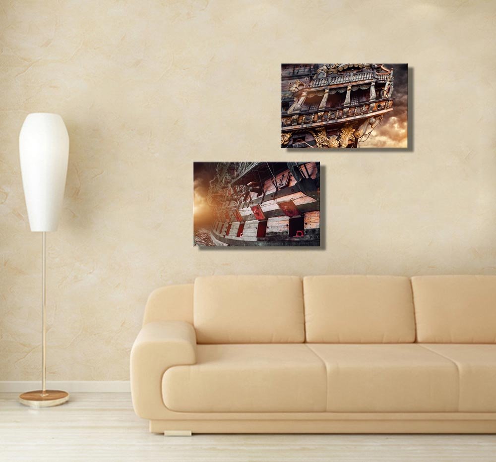 Wall26 - Canvas Prints Wall Art - Pirate Ship And Stormy Sky | Modern Wall Decor/Home Decoration Stretched Gallery Canvas Wrap G