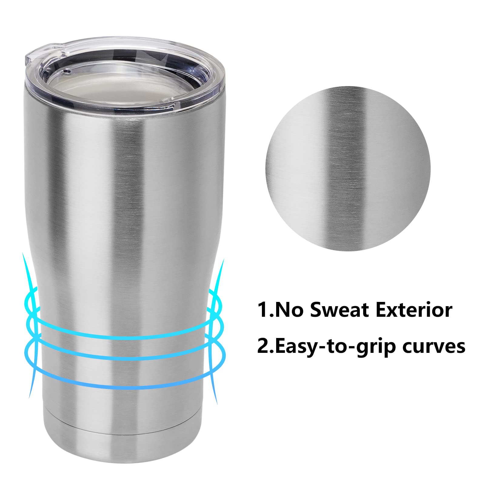 Domicare 20Oz Tumbler With Lid Stainless Steel Tumblers Bulk, Double Wall Vacuum Insulated Coffee Travel Mug, 12 Pack Stainless