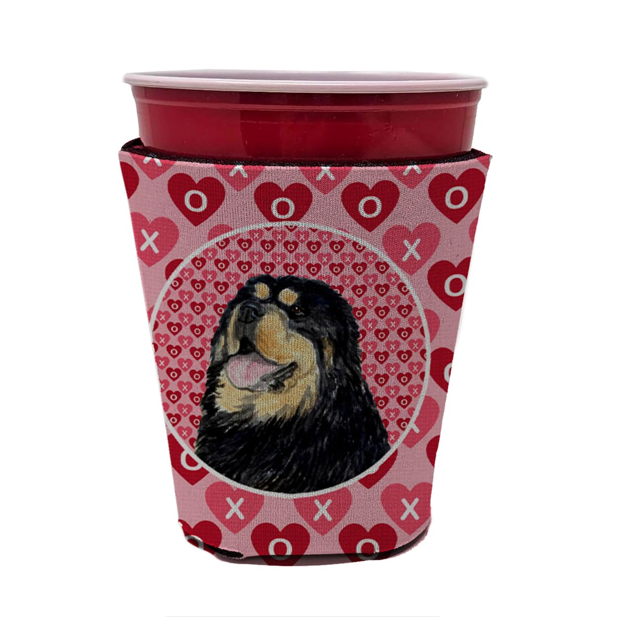 Caroline'S Treasures Ss4512Rsc Tibetan Mastiff Hearts Love Valentine'S Day Red Cup Hugger Cup Cooler Sleeve Hugger Machine Washa