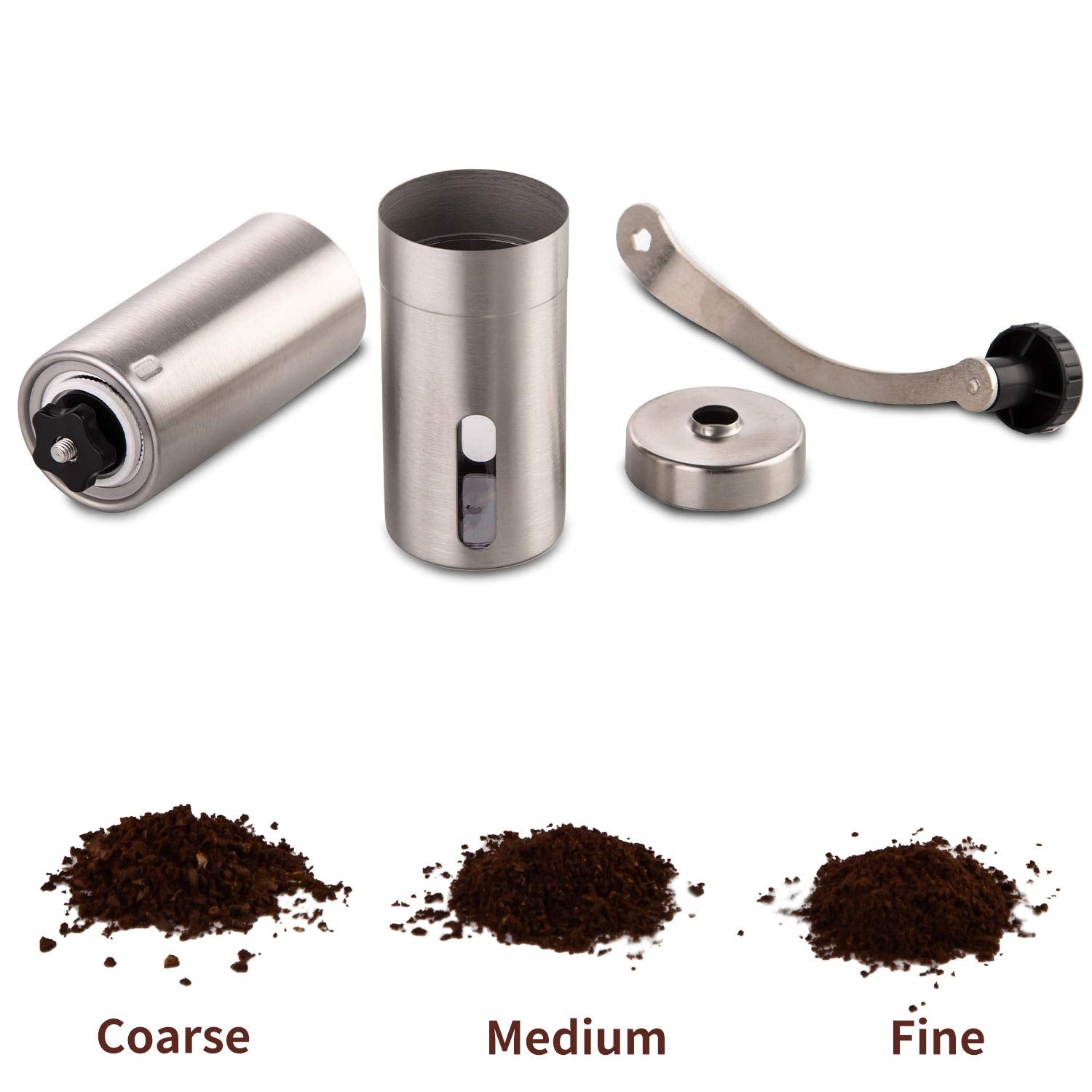 PARACITY Manual Coffee Bean Grinder Stainless Steel Hand Coffee Mill Ceramic Burr for Aeropress  Drip Coffee  Espresso  French Press  Turkish Brew