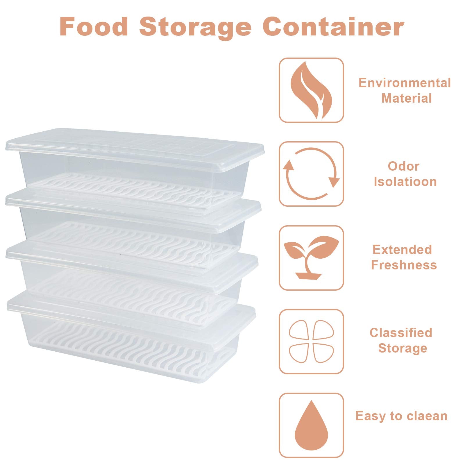 Yiautao Food Storage Container  Plastic Food Containers with Removable Drain Plate and Lid  Stackable Portable Freezer Storage Containers - Tray to Keep Fruits  Vegetables  Meat and More (4 Small)