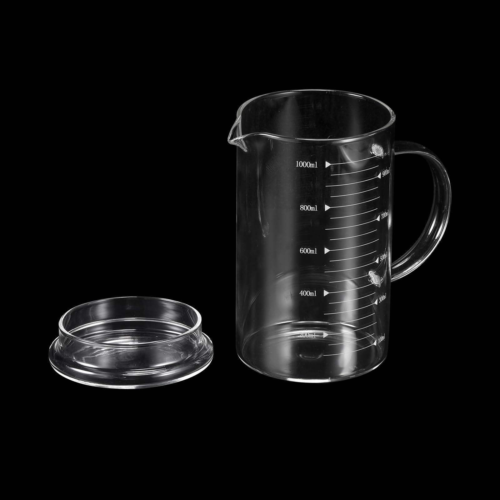 Patikil 1000Ml Glass Measuring Cup, 3.3 Borosilicate Glass Graduated White Printed Scale Liquid Measure Cups Beaker With Glass L