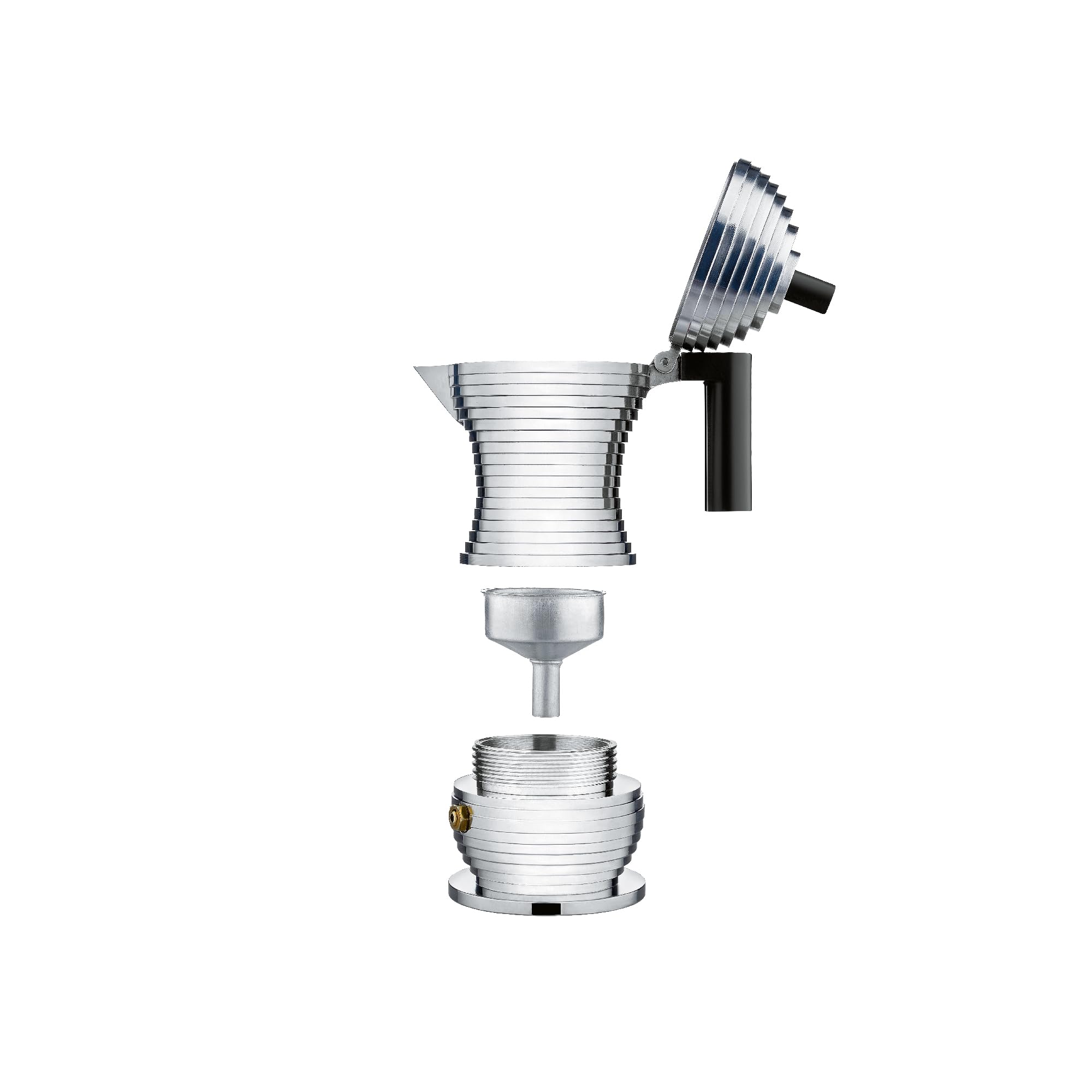 Alessi Mdl02/1 B Pulcina Stove Top Espresso 1 Cup Coffee Maker In Aluminum Casting Handle And Knob In Pa, Black