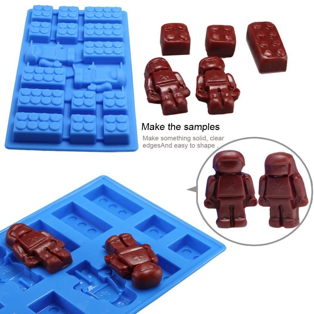 Minifigure Multi Building Bricks Ice Cube Trays & Candy Chocolate Molds For Melted Chocolate & Crayons - Birthday Day Or Party F