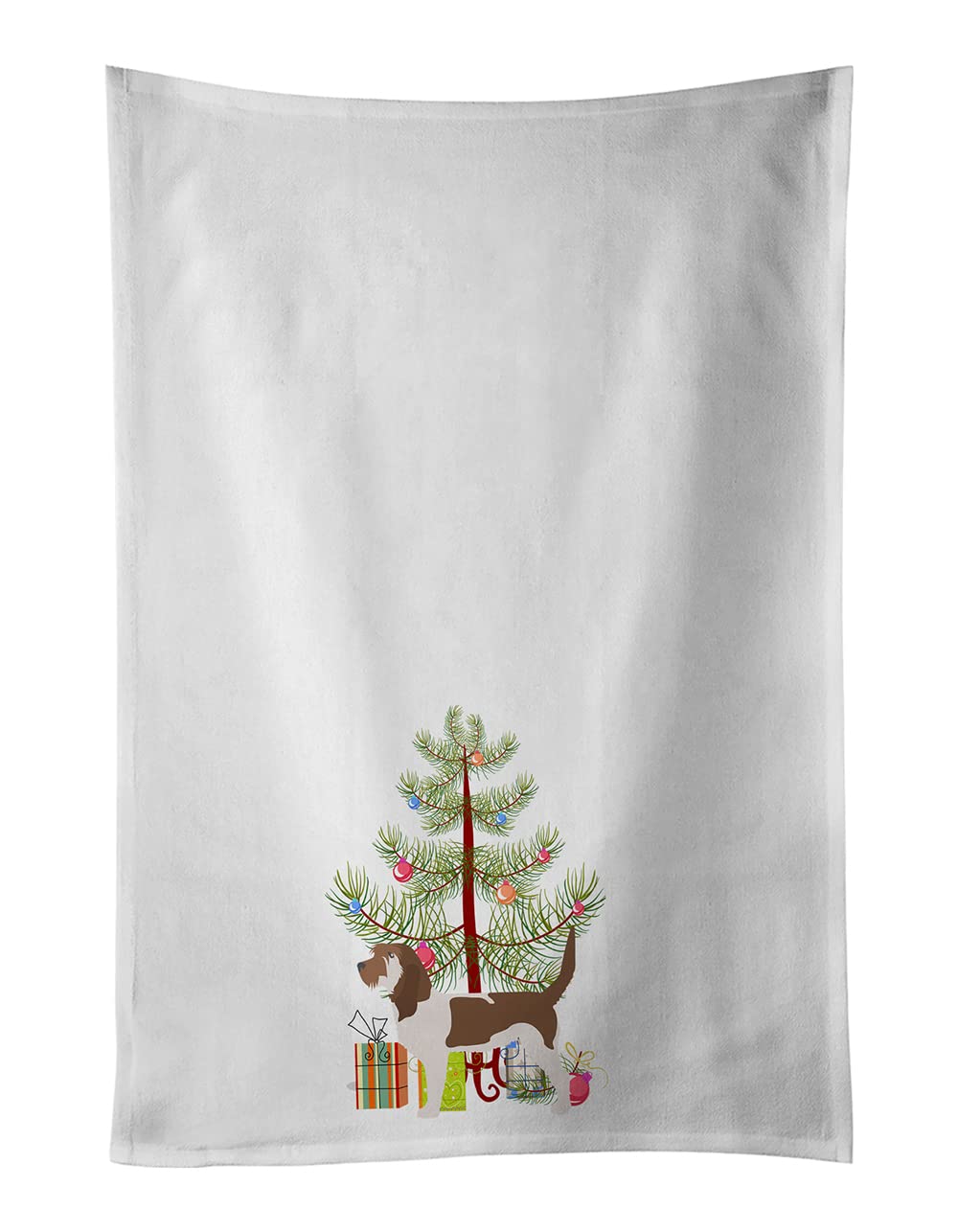 Grand Basset Griffon Vendeen Merry Christmas Tree White Kitchen Towel Set of 2