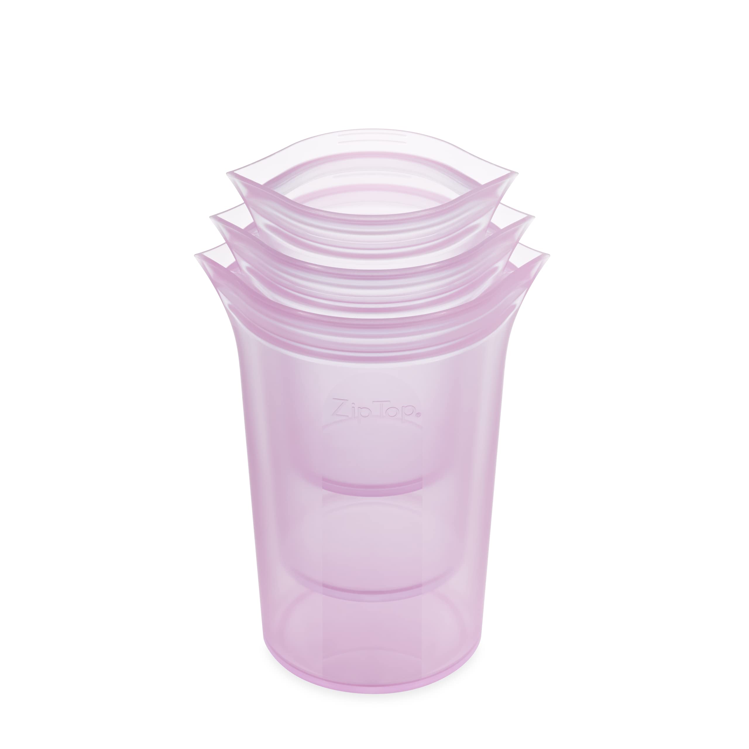 Zip Top Reusable Food Storage Bags | 3 Cup Set [Lavender] | Silicone Meal Prep Container | Microwave, Dishwasher and Freezer Saf