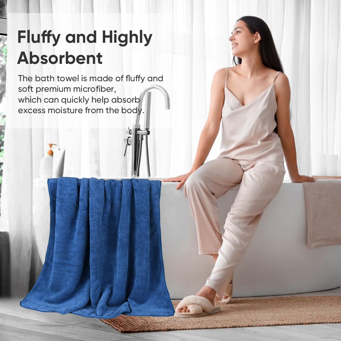Homexcel Bath Towel Set Pack Of 2, 30 X 60 Inches Large Microfiber Bath Towels, Soft, Absorbent, And Quick Dry Towels For Bathro