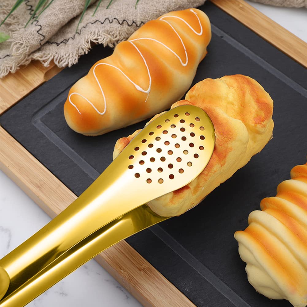 Iaxsee 4 Pcs Serving Tongs Gold Tongs 9 Inch Serving Utensils Stainless Steel Serving Tongs For Salad Buffet Appetizer Dessert T