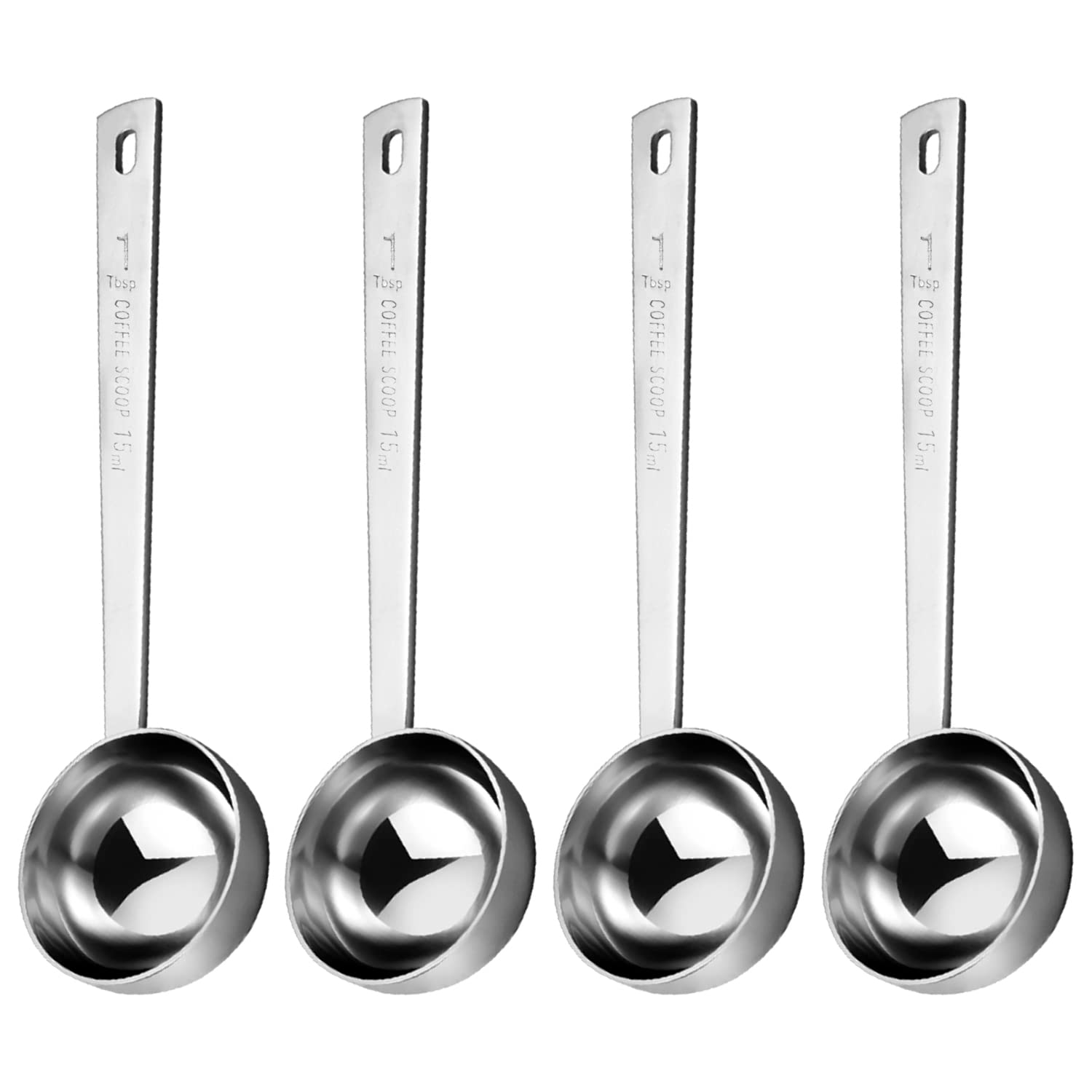 Yzurbu 4Pcs Tablespoon, Stainless Steel 1 Tablespoon 15Ml Coffee Measruing Scoop - Silver