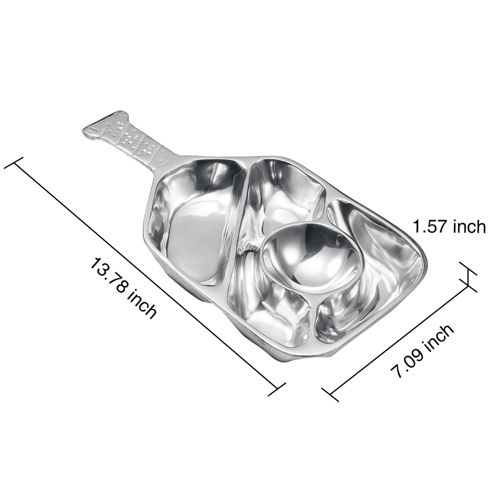Silver Pickleball Serving Dish 13.7 Inch – Modern Decorative Tray with Heavy Polished Finish