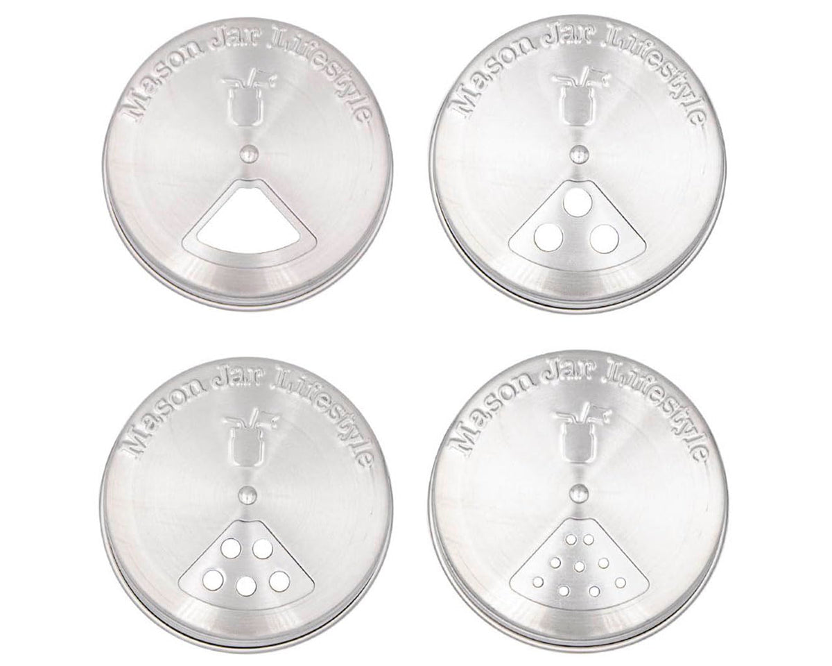 4 Pack Stainless Steel Spice Shaker Lid For Mason Jars (Regular Mouth)