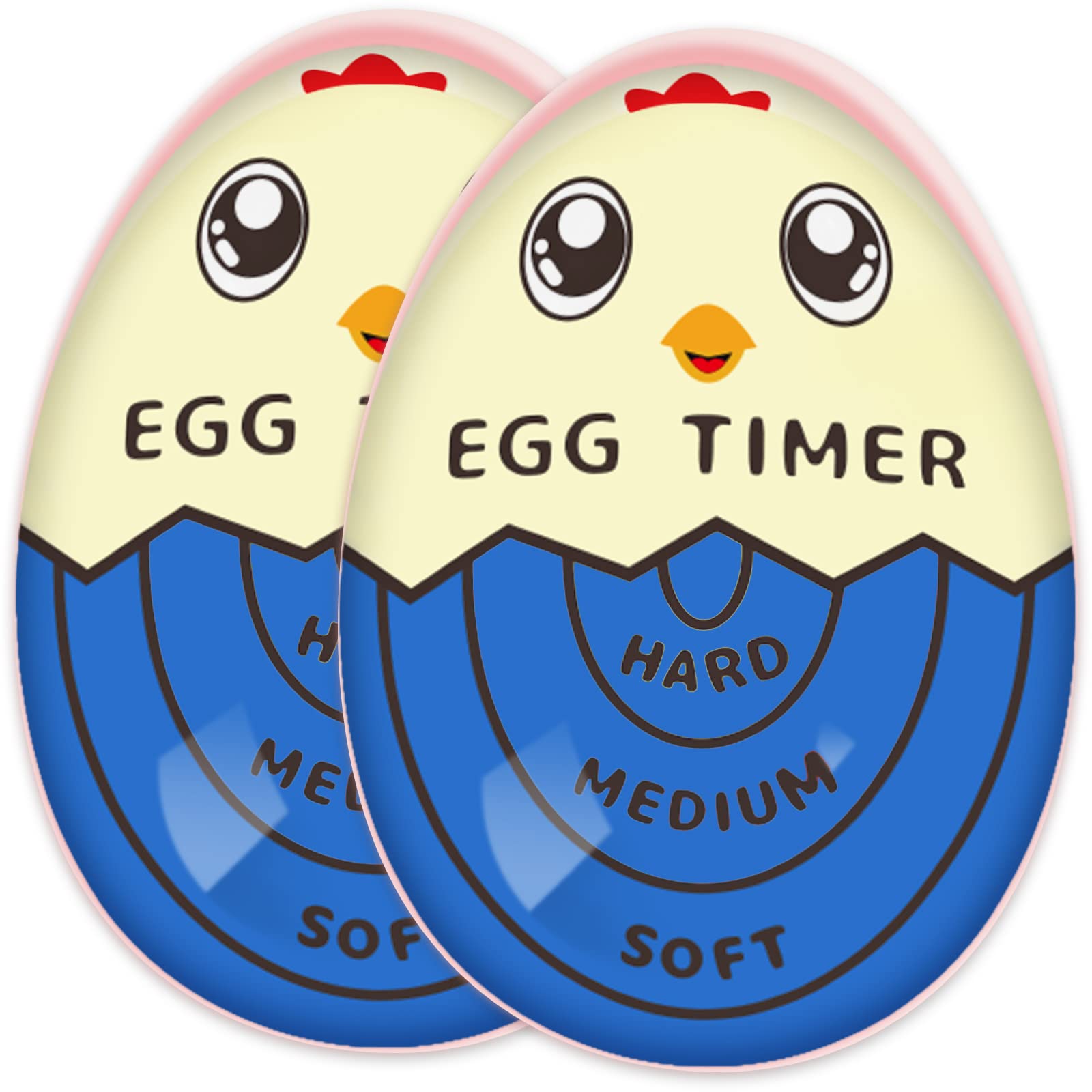 Lasubst Egg Timer for Boiling Eggs That Changes Color When Done, Blue, Pack of 2