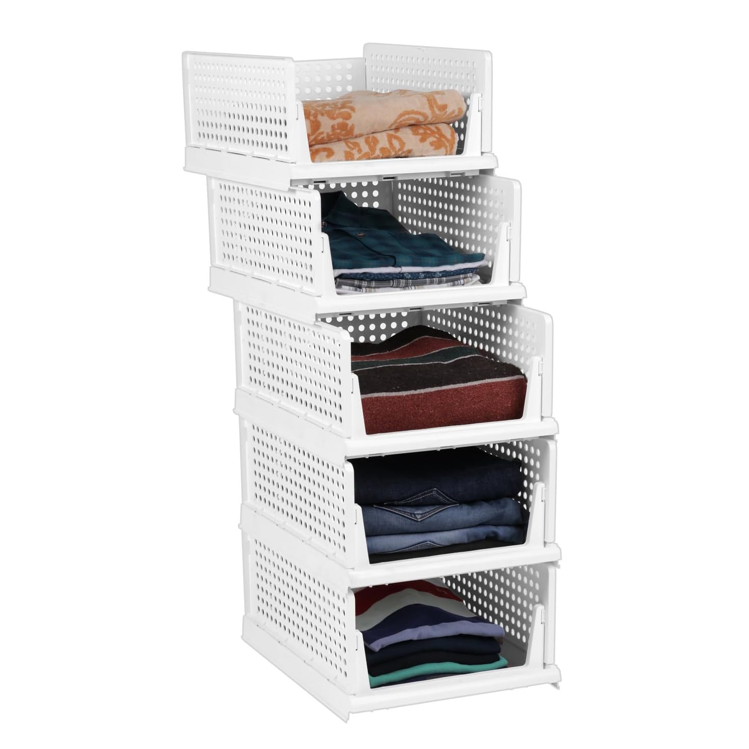 Mezon Plastic Foldable And Stackable Closet Organizer Clothes Organizer For Wardrobe Cupboard Organizer For Clothes Drawer Organ