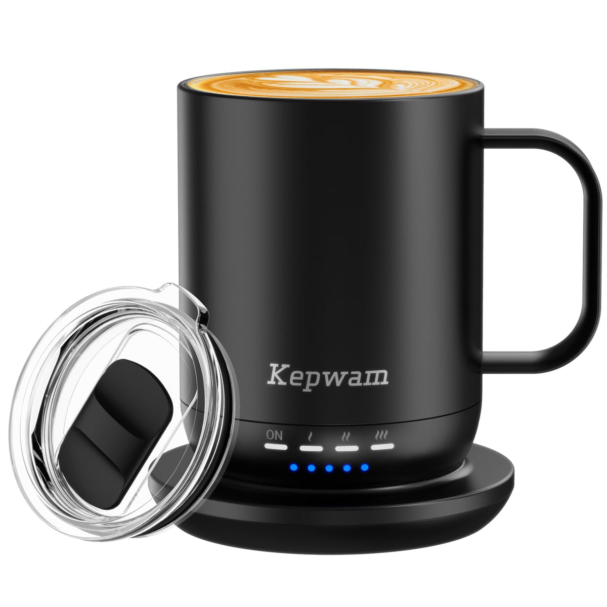 Kepwam Self Heating Coffee Mug 14Oz, Smart Temperature Control Coffee Mug, Hot Up To 149? With 180 Min Battery Life - Touch & Ap