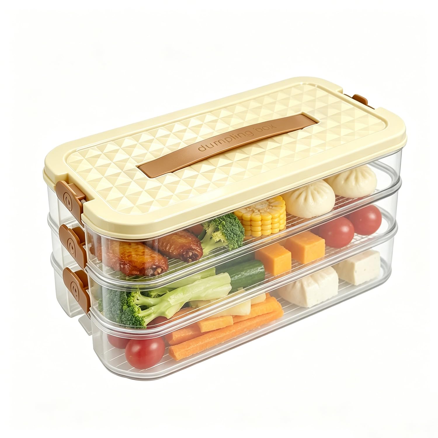 FIYPVKZS 3Tier Stackable Deli Containers with Lids, Offwhite