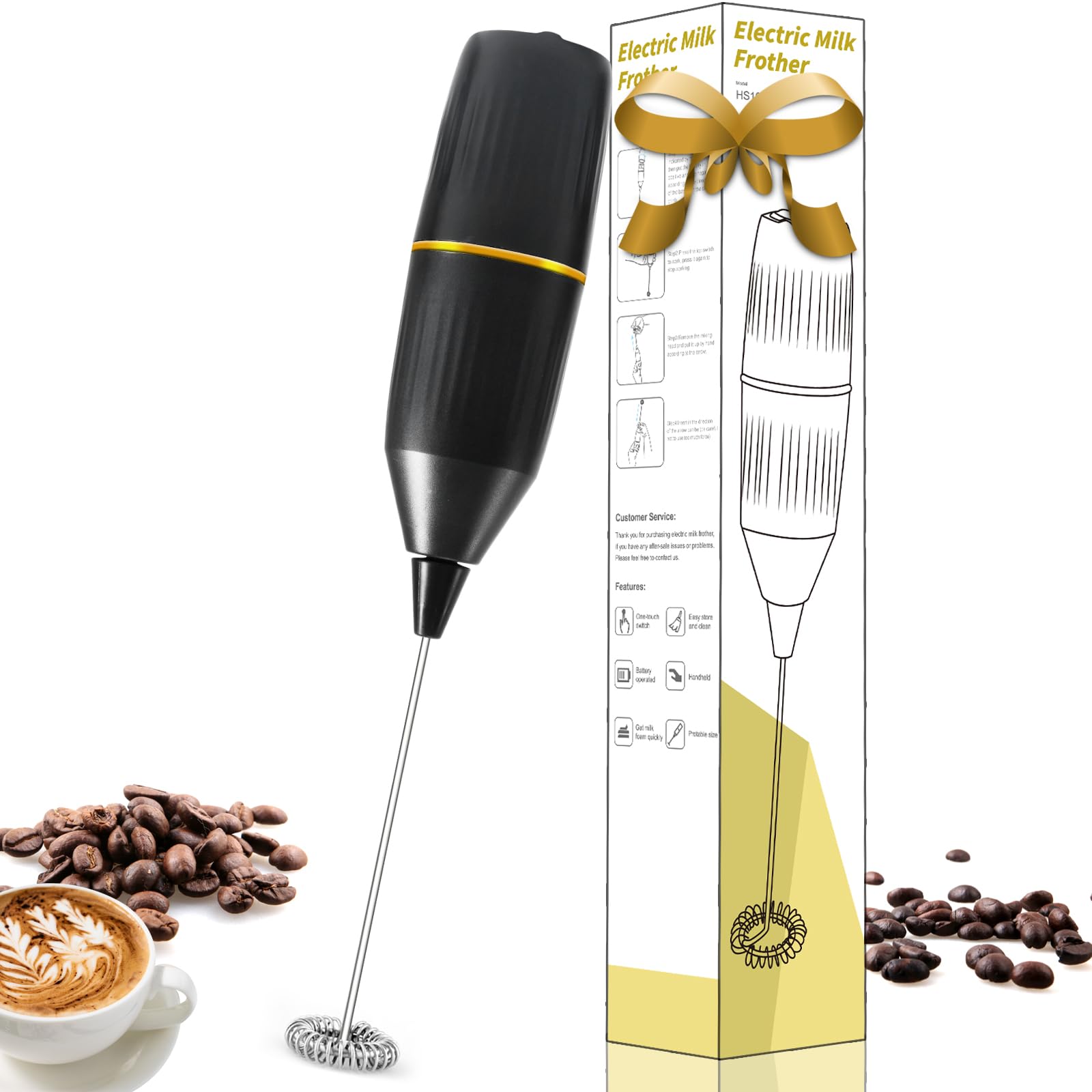 Milk Frother Handheld,Mini Drink Mixer And Coffee Blender Frother For Coffee Bar Accessories, Matcha Whisk,Latte, Cappuccino, Fr
