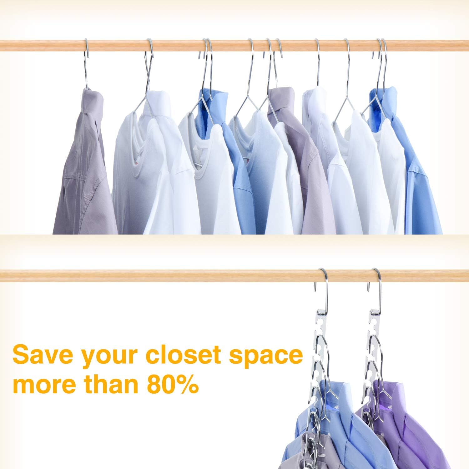 House Day Space Saving Hangers For Clothes 6 Pack, Heavy Duty Hanger Organizer | 30 Lbs Capacity |, Metal Magic Hanger, Sturdy M