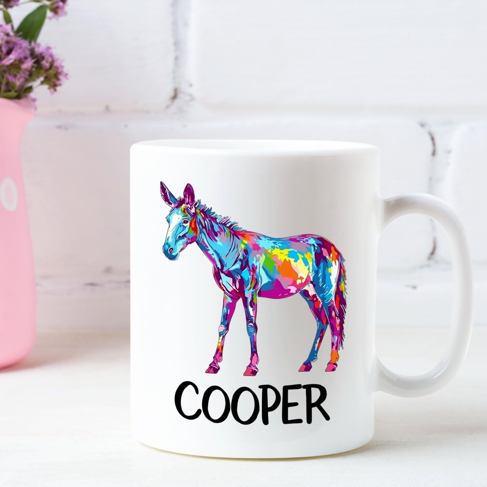 Personalized Name Donkey White Travel Coffee Mug Cup Gift For Donkey Lovers Birthday Christmas, Customized Donkey Ceramic Coffee