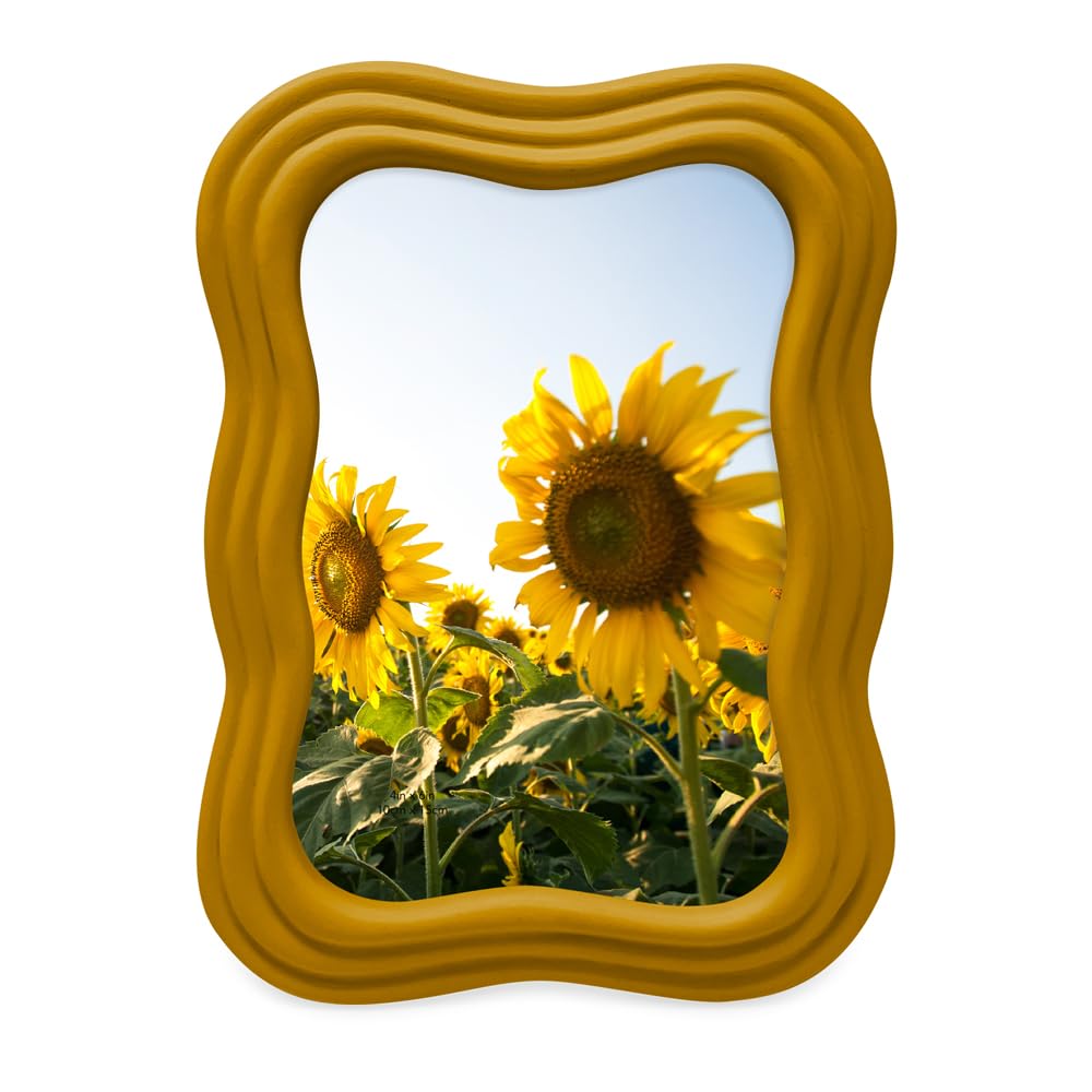 Isaac Jacobs 4x6 Matte Mustard Curved Deco Frame for Tabletop and Wall Display, Decorative Art, Design, Home D  cor, Gift (4x6,
