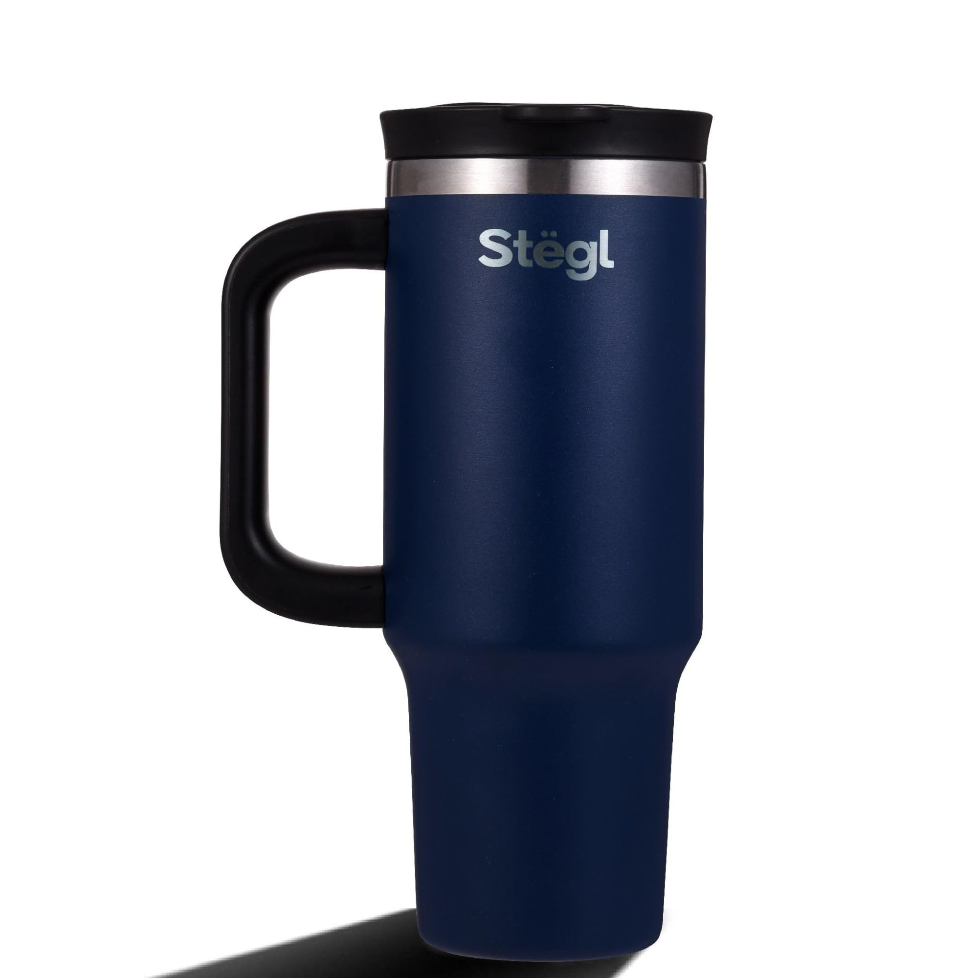 Stegl 900ML Stainless Steel Tumbler with Handle & Reusable Straw | Double Wall Travel Cup with Lid | Abyss Blue