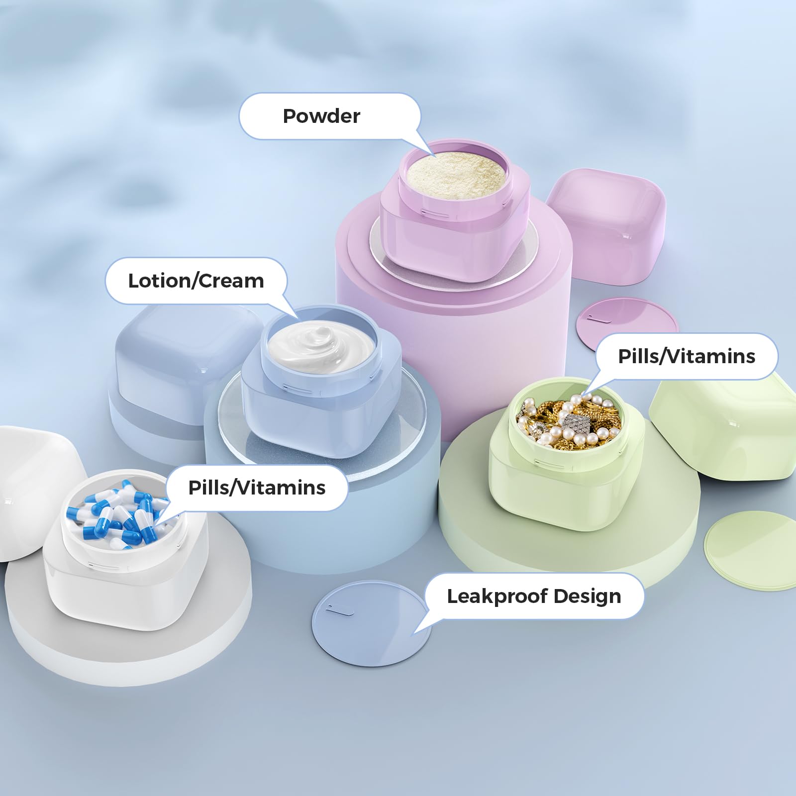 Travel Containers For Toiletries,Tsa Approved 1.7Oz Travel Size Containers, Leak-Proof Travel Essentials With Lid For Cosmetic F