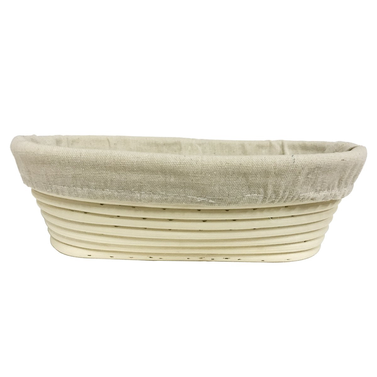 Eoocvt 9.8 Inch Oval Long Banneton Brotform Bread Dough Proofing Rising Rattan Handmade Basket With Linen Liner Cloth - 25 X 15