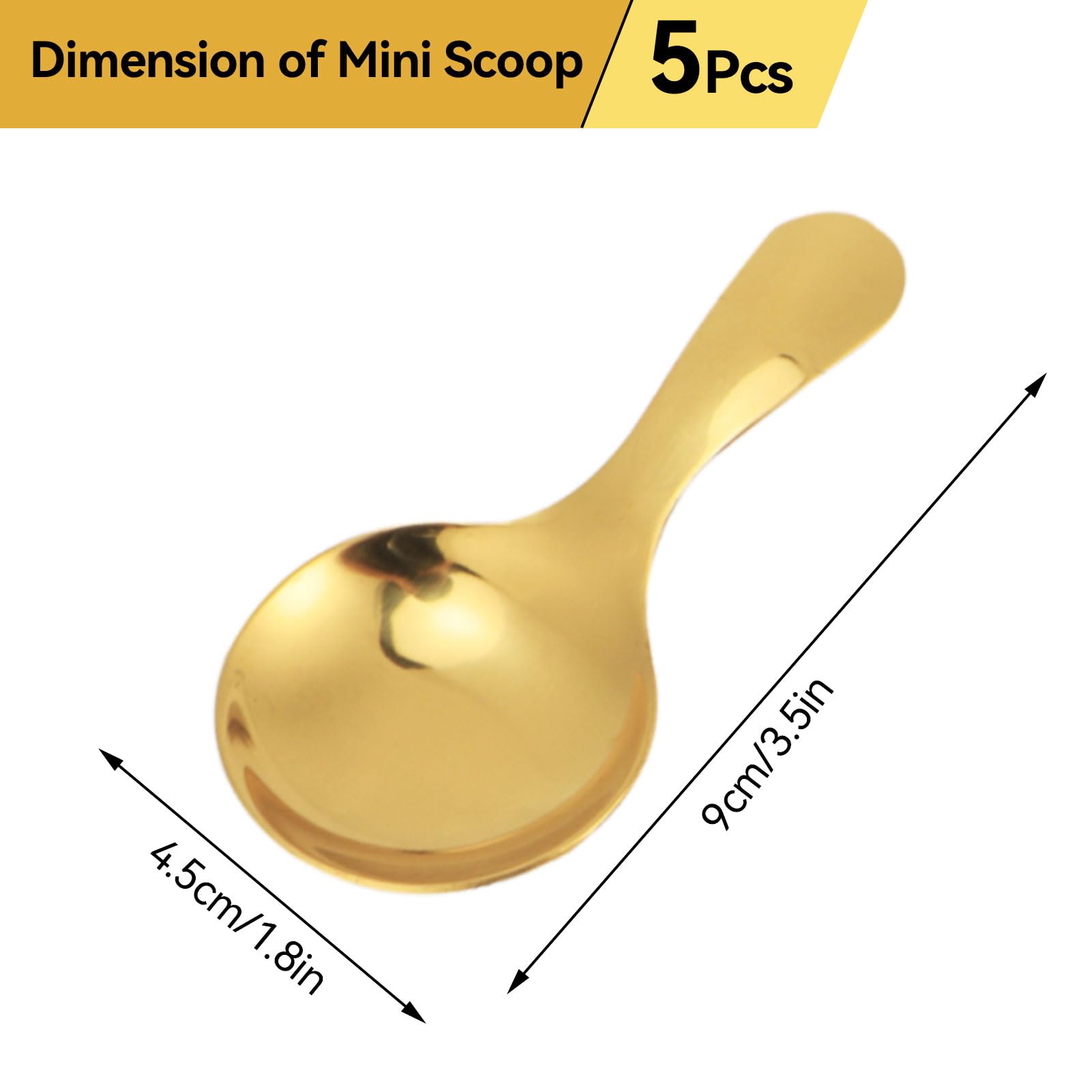 5Pcs Mini Scoop For Canisters, Gold Mini Spoon Candy Scoops Stainless Steel Short Handle Spoon Salt Spoons Condiments Spoon Dess