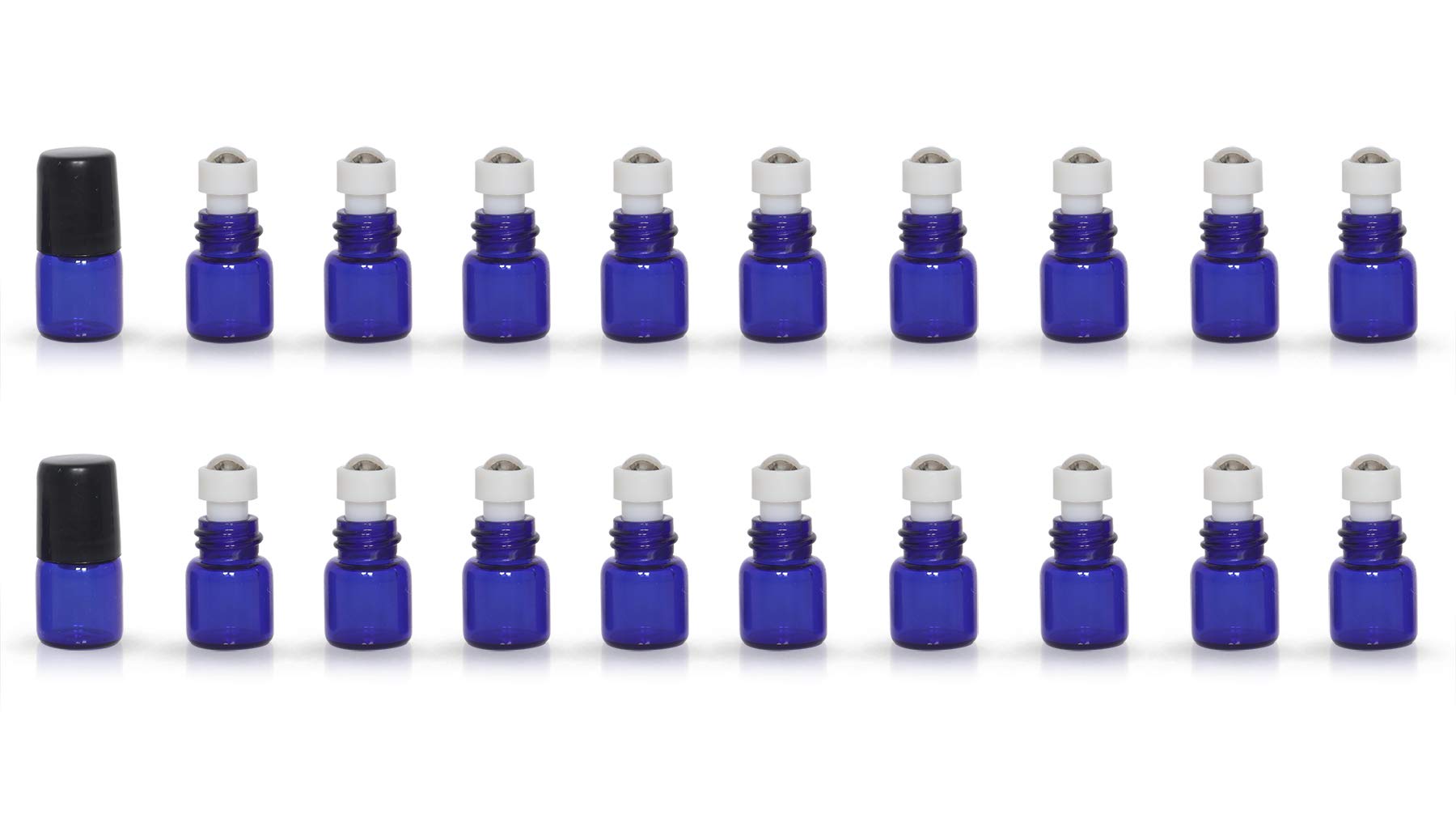 Zbfwmx 20 Pack Set 1Ml Mini Sample Roll Glass Bottles For Essential Oils Roller Refillable Perfume Roll Bottle (1Ml Blue)