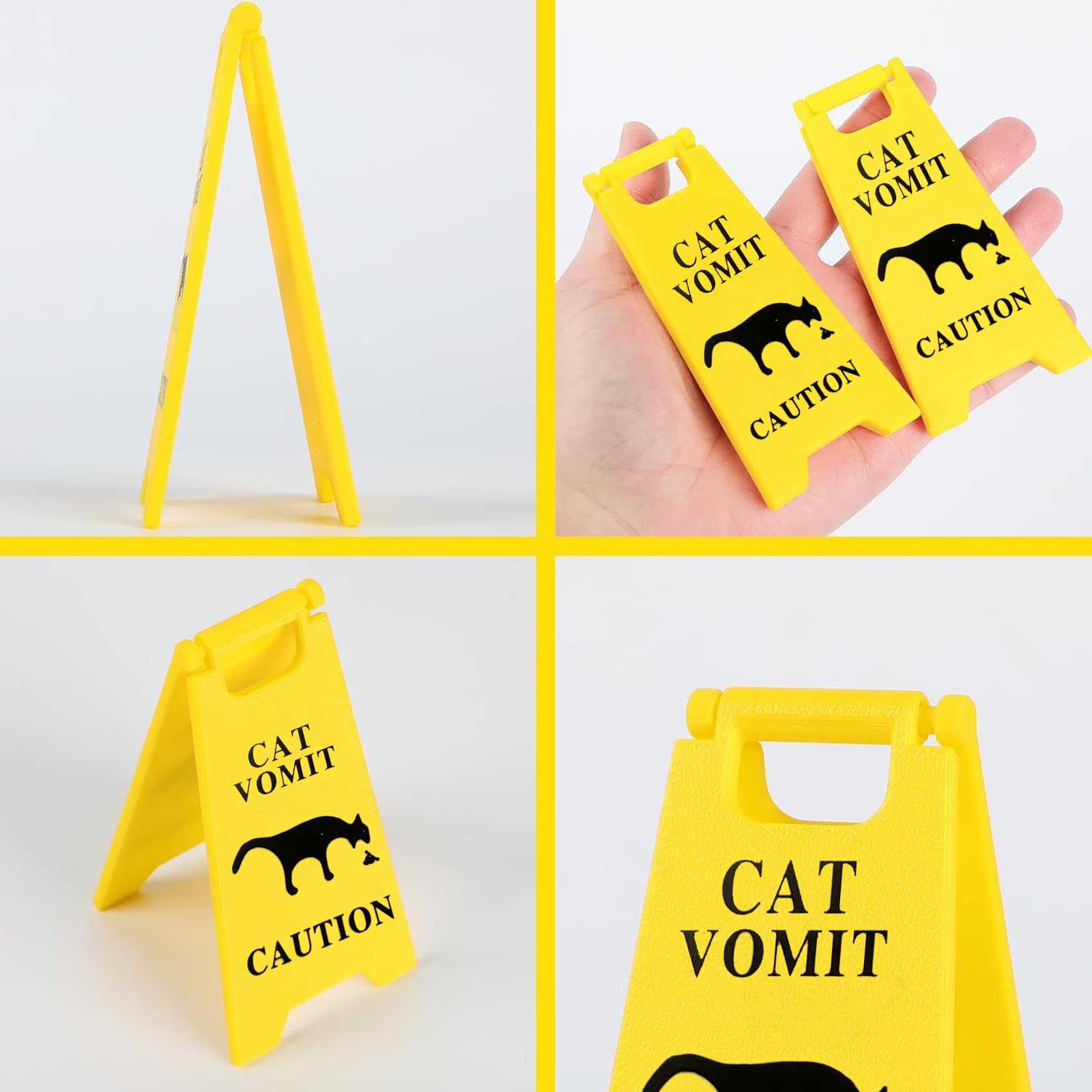 Dog and Cat Vomit Caution Sign 6Pcs Cat Vomit Sign 5 Inches Cats Vomits Warning Signs Desk Decorations Funny Novelty Cats Signs