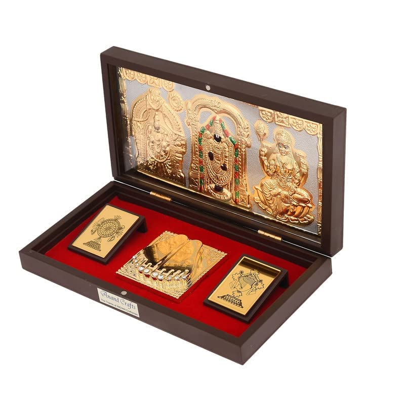 Ac Anand Crafts Tirupati Balaji Idol With Charan Paduka | Tirupati Balaji Photo With Frame | Charan Paduka Box For Pooja, Weedin