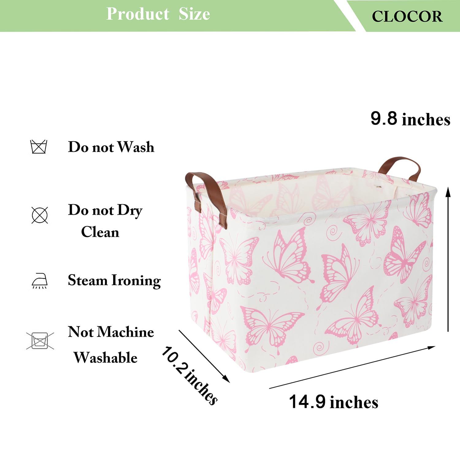 CLOCOR Rectangular Pink Basket, Collapsible Storage Bin, Waterproof Storage Box with Handles, Gift Organizer, Shelf Basket(Pink