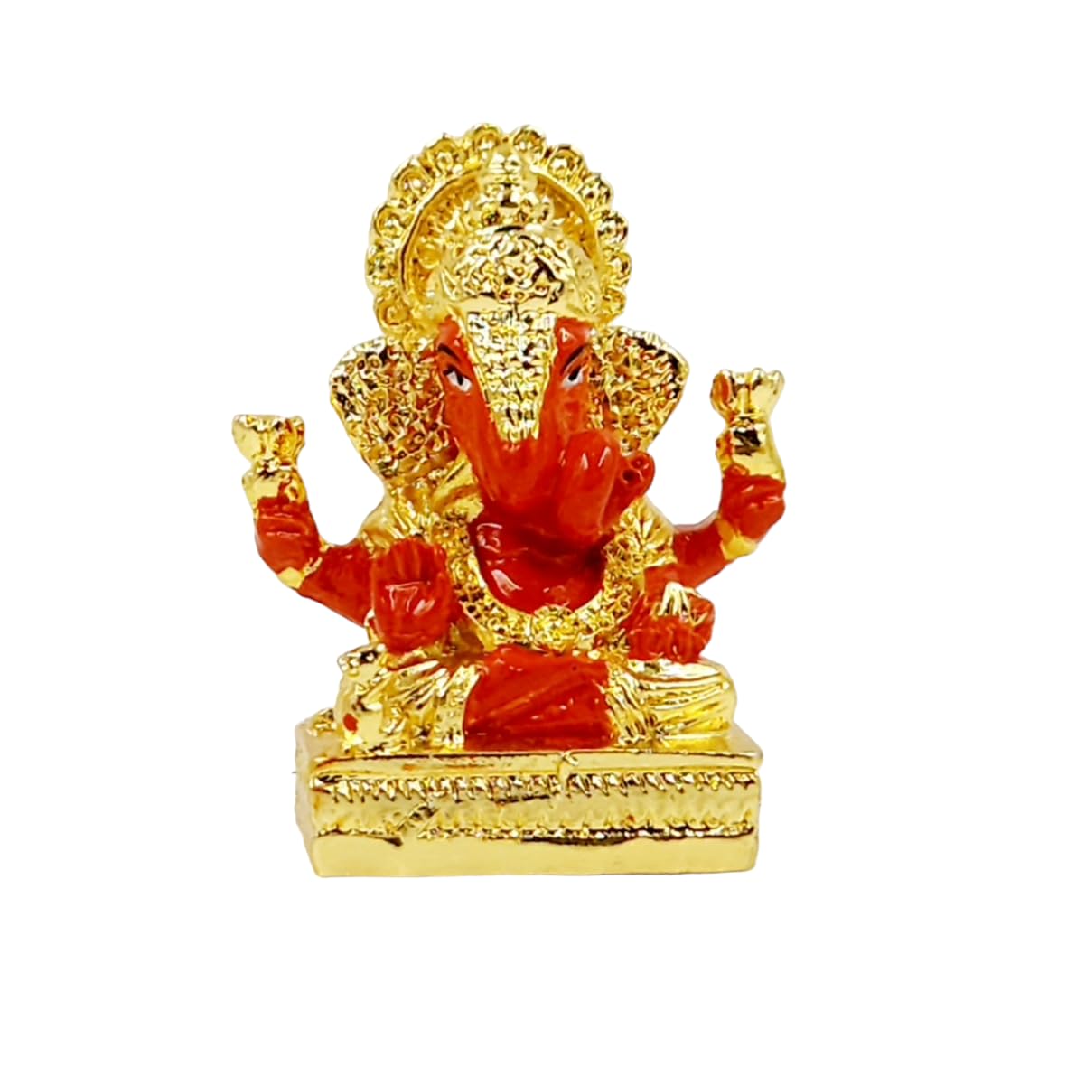 Arnavira Gold Plated For Car Dashboard Gifting Home & Office Decor House Warming Gift (Dagdusheth Ganpati, Small)