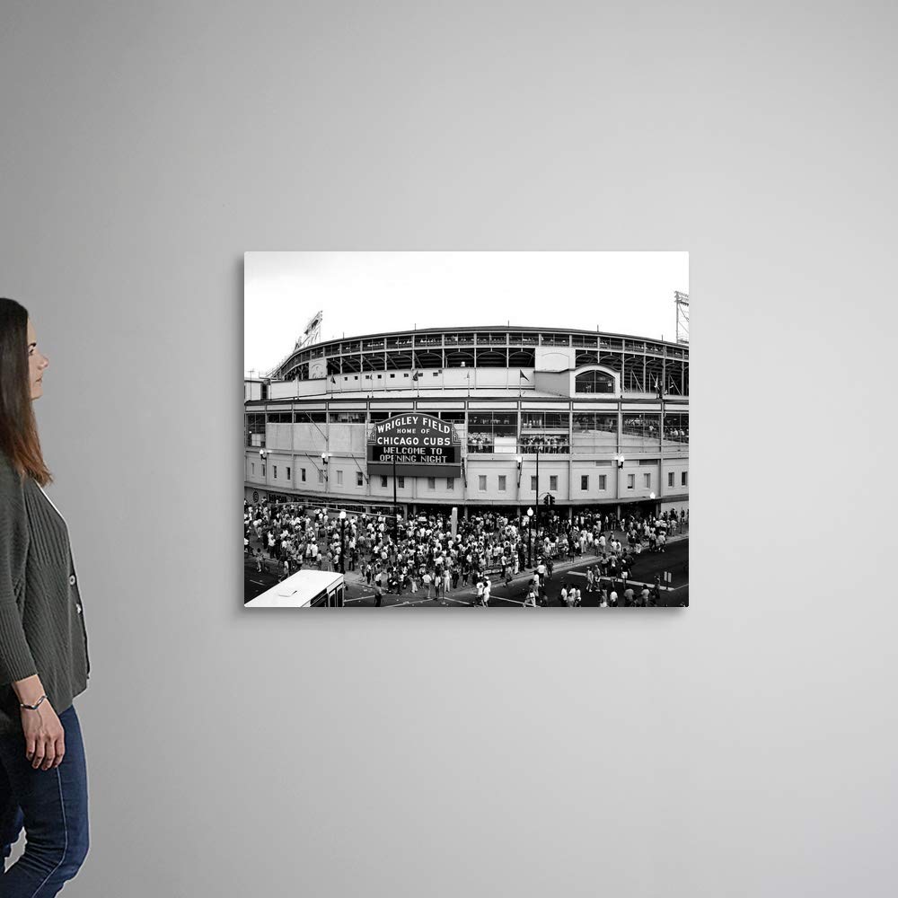 Canvas On Demand Tourists Outside A Baseball Stadium At Opening Night, Wrigley Field, Chicago Canvas Wall Art Print, Home Decor,
