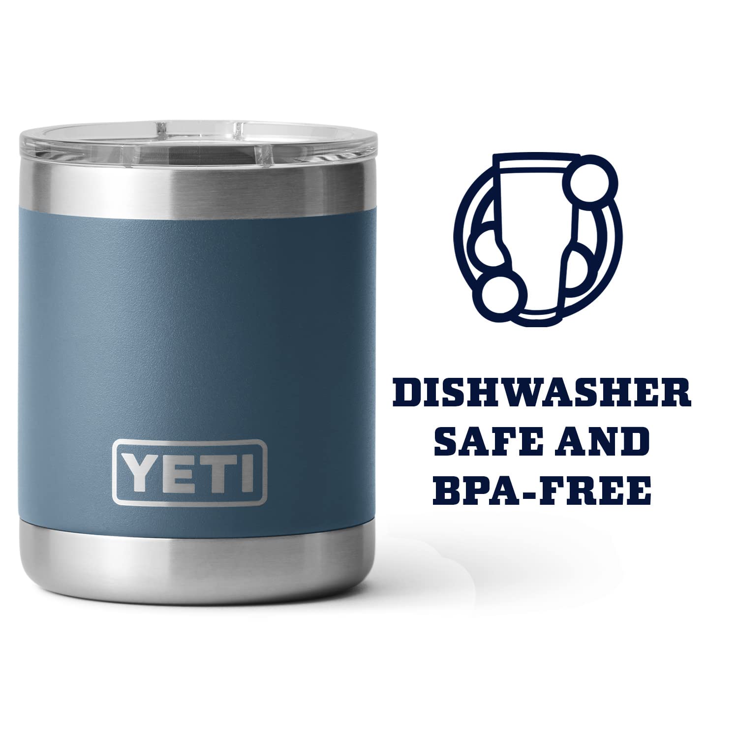 Yeti Rambler 10 Oz Lowball, Vacuum Insulated, Stainless Steel With Magslider Lid, Nordic Blue