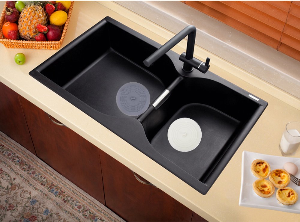 V-Top Tub Stopper 2 Pack, 6 Inches Large Silicone Drain Plug Hair Stopper Flat Suction Cover For Kitchen Bathroom Accessories An