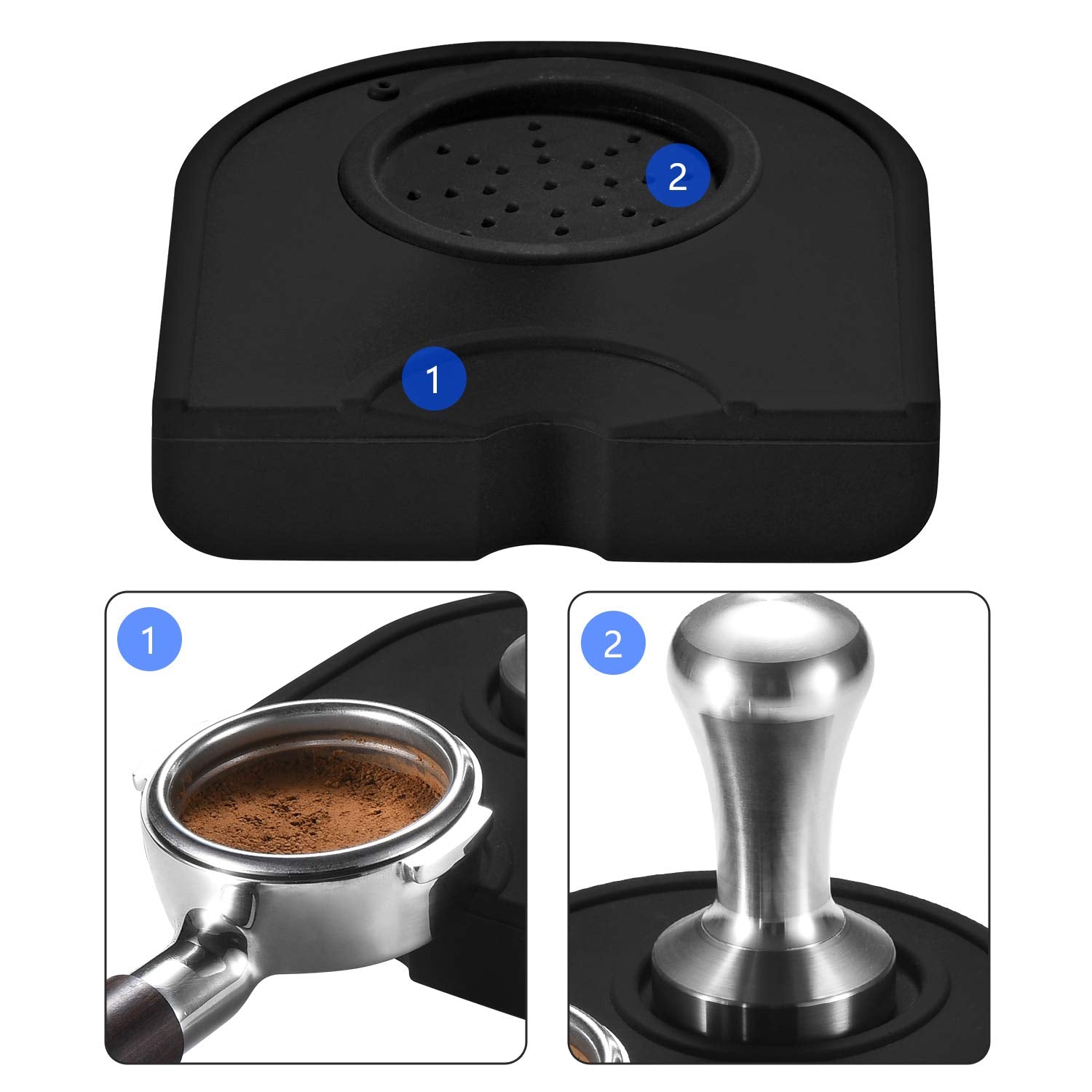 Nulink Silicone Gel Coffee Tamper Mat, Espresso Silicone Tamper Mat, Silicone Tamping Pad For Barista Tool Home Kitchen Bar Coff