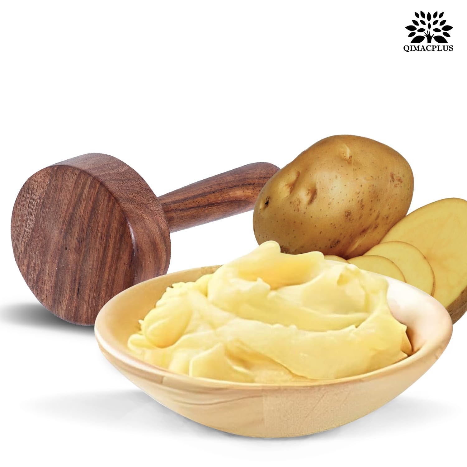 Wholelifeobjects Wooden Potato Masher Daily Use Wooden Pav Bhaji/Vegetable/Potato Masher Wooden Roti Chapati Presser,Roti Bhakri