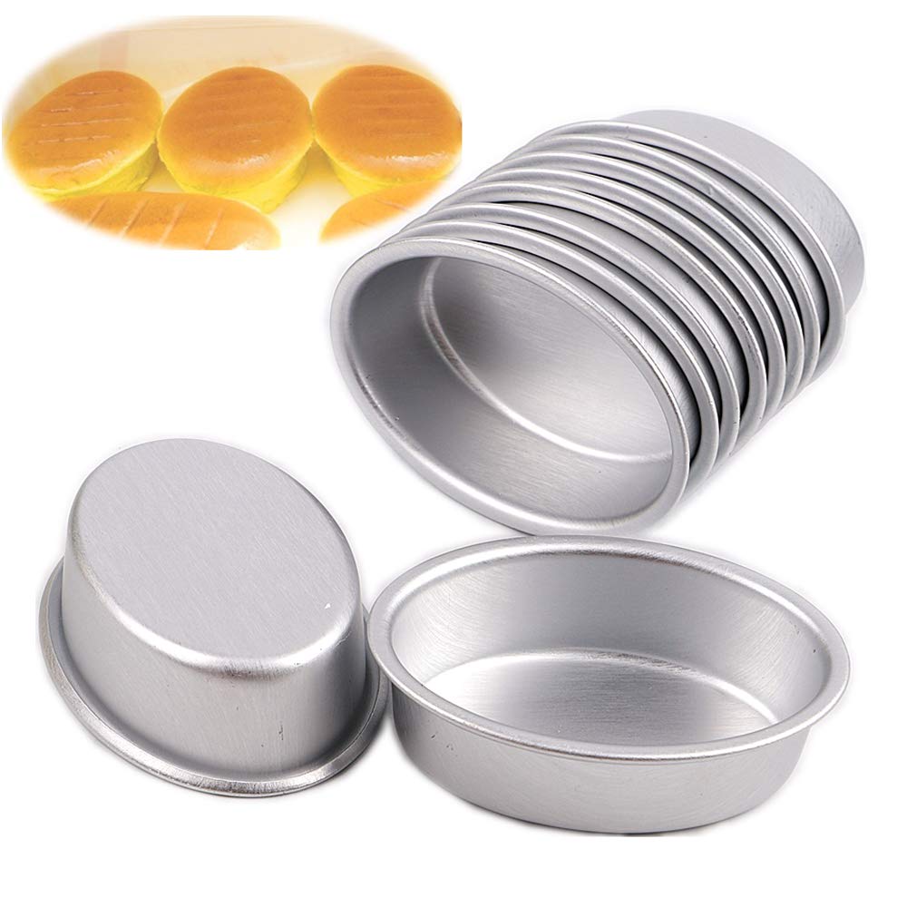 Lobake 10Pcs Mini Size Oval Egg Shape Aluminium Alloy Metal Cheese Pan Cake Mold Bread Mould Tart Holder Pudding Jelly Tin Diy B
