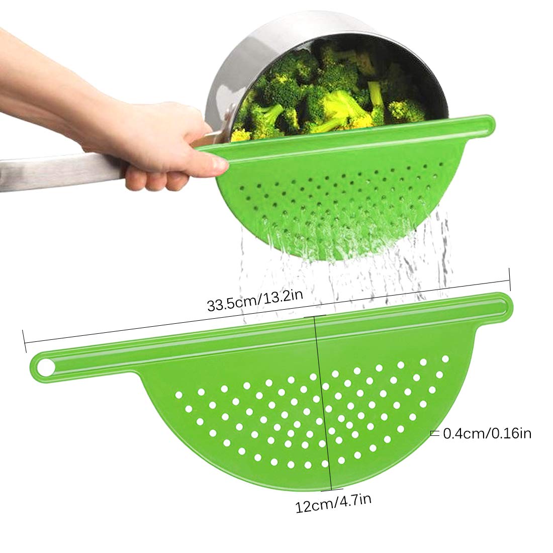 3Pcs Stainless Steel Pot Strainer, Pasta Strainer Hand Held Pot Drainer With Handle, Crescent Pot Strainer Fits Up To 9'' Pots F