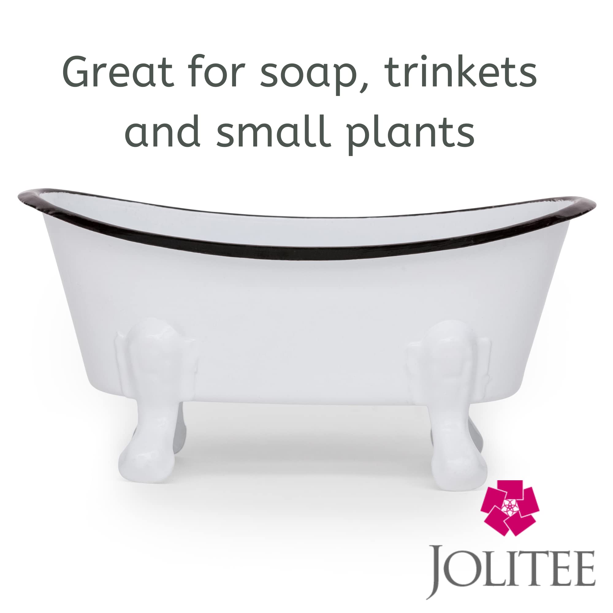 Rustic Enamel 1 Piece 5.5'' Metal Clawfoot Mini Bathtub Soap Dish Mini Bath Tub Decoration Clawfoot Tub Soap Caddy White