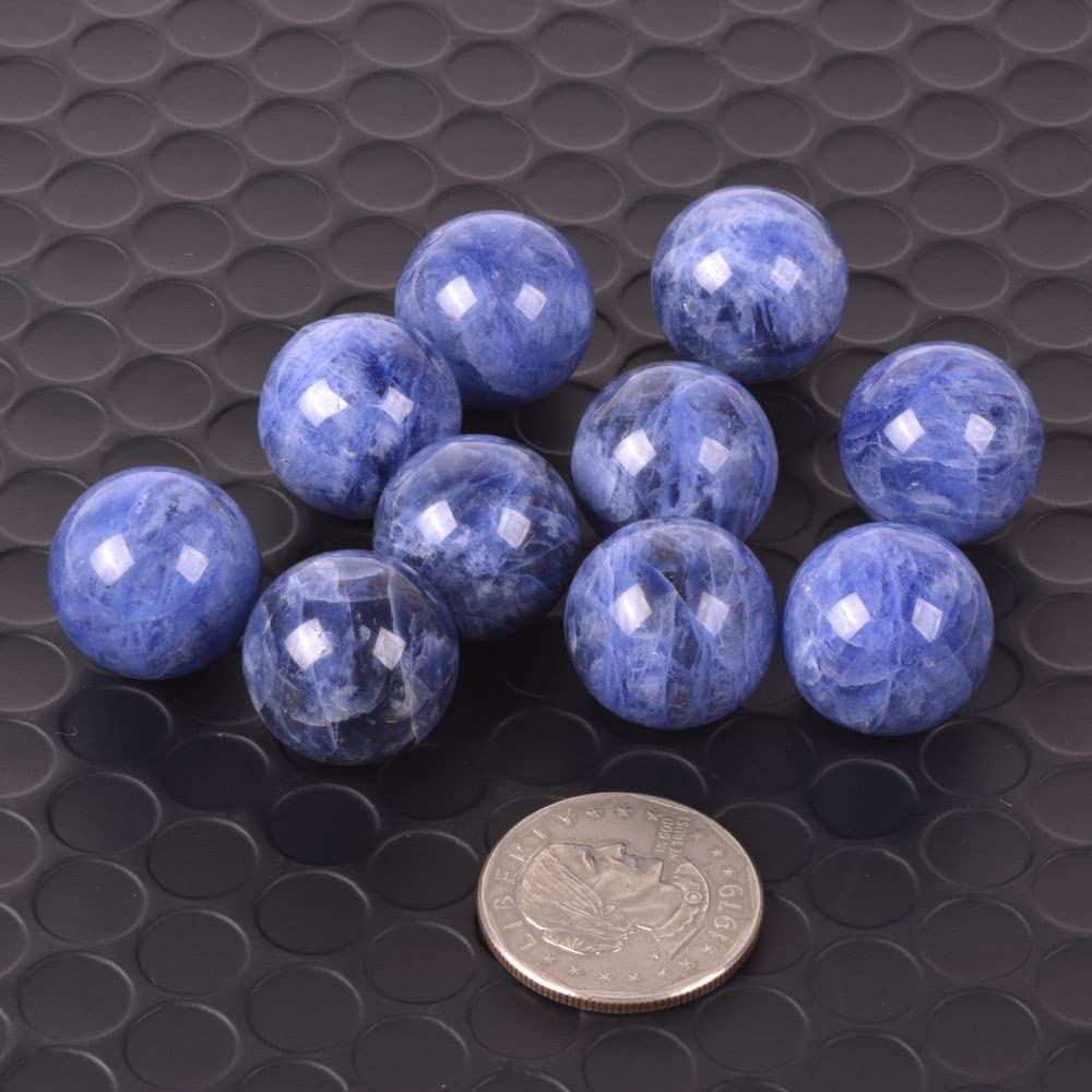 Justinstones Natural Sodalite Tumble 20mm Gemstone Healing Crystal Energy Ball Round Sphere Specimen Collection Pocket Palm Worr